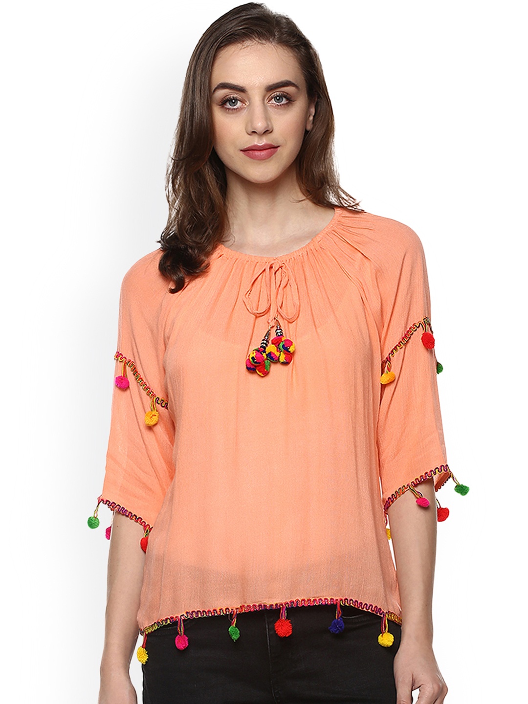 

Mayra Women Orange Embellished Top