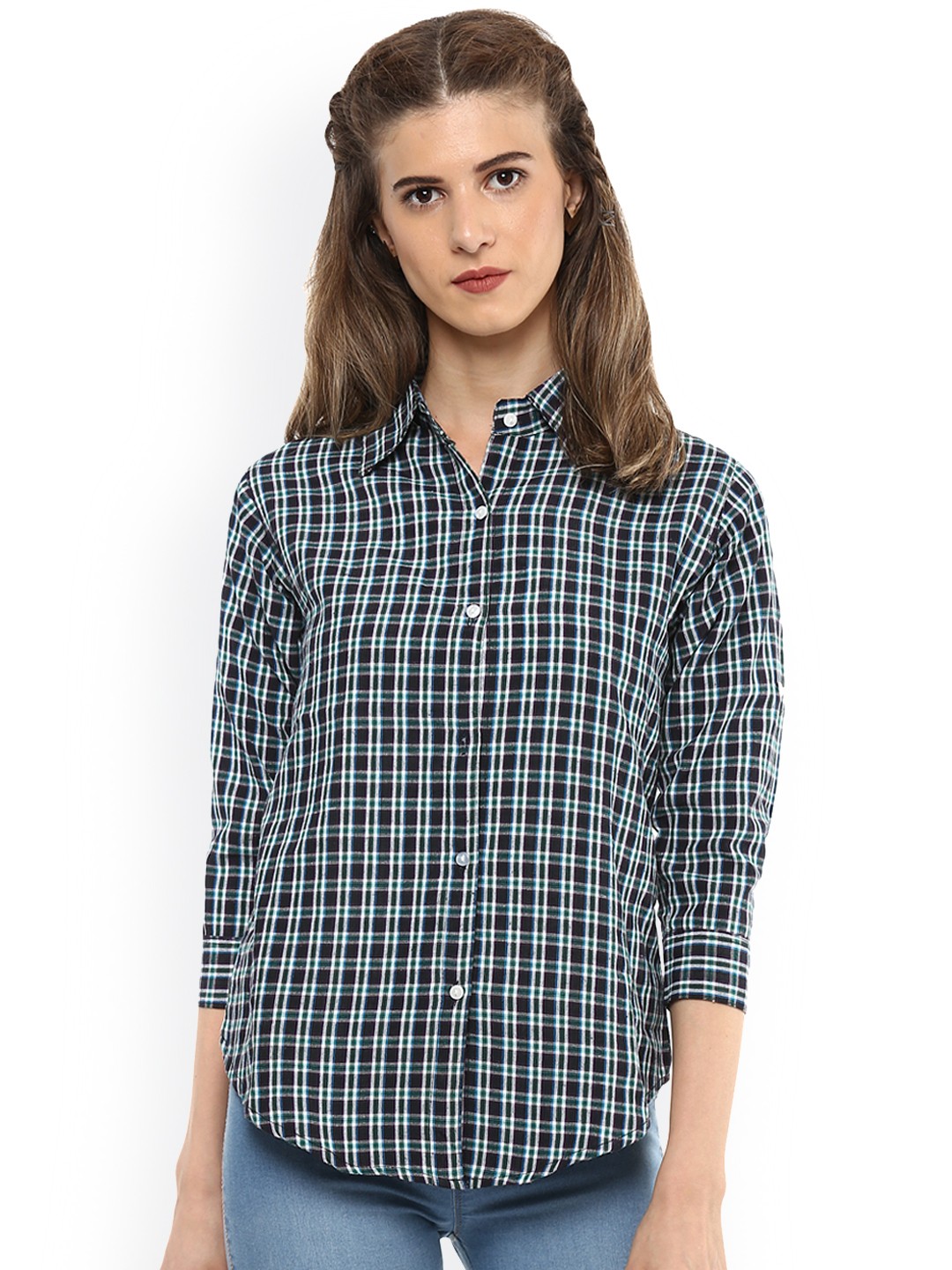 

Mayra Women Black & Green Checked Casual Shirt