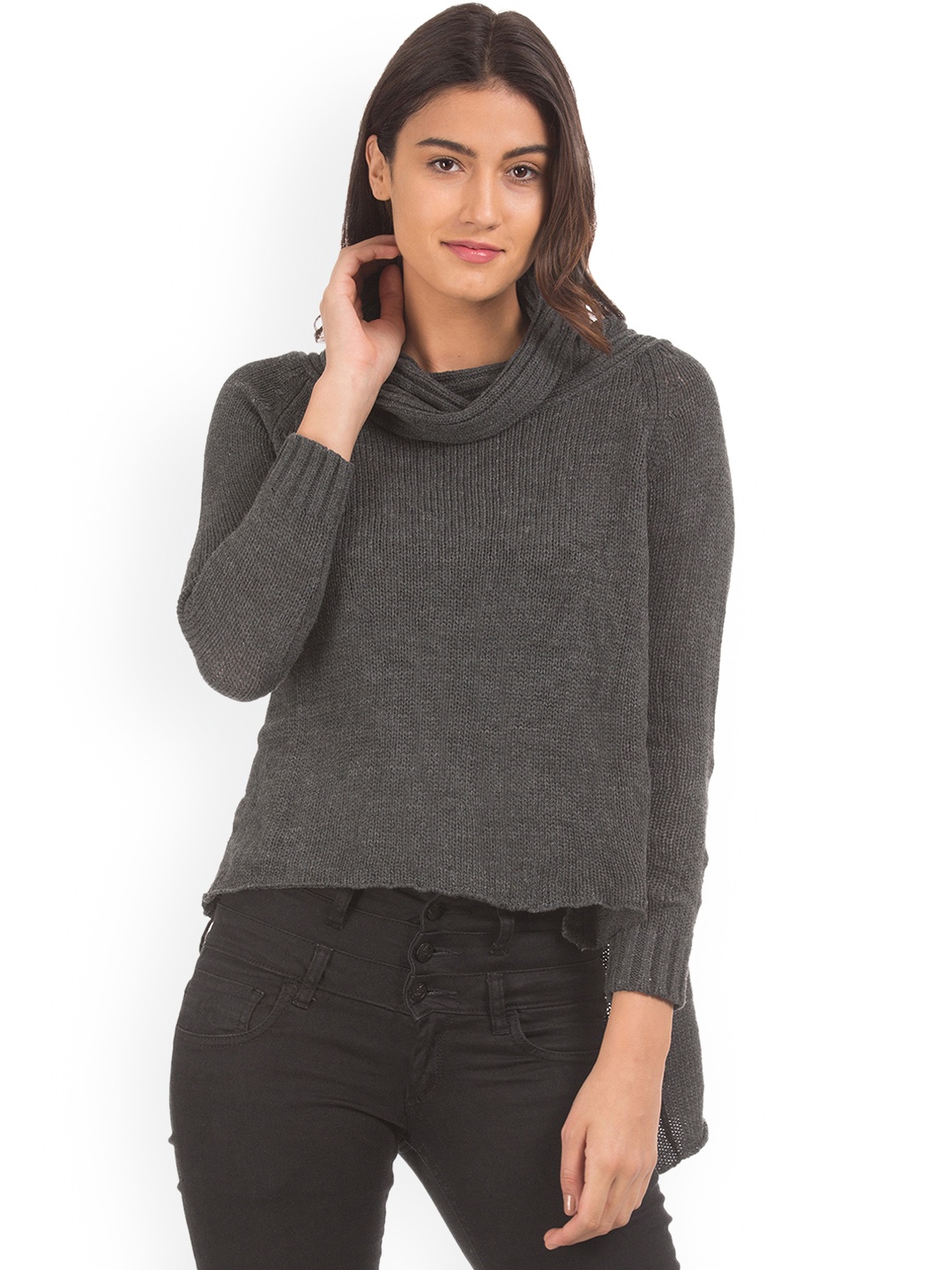 

Ed Hardy Women Charcoal Grey Solid Pullover