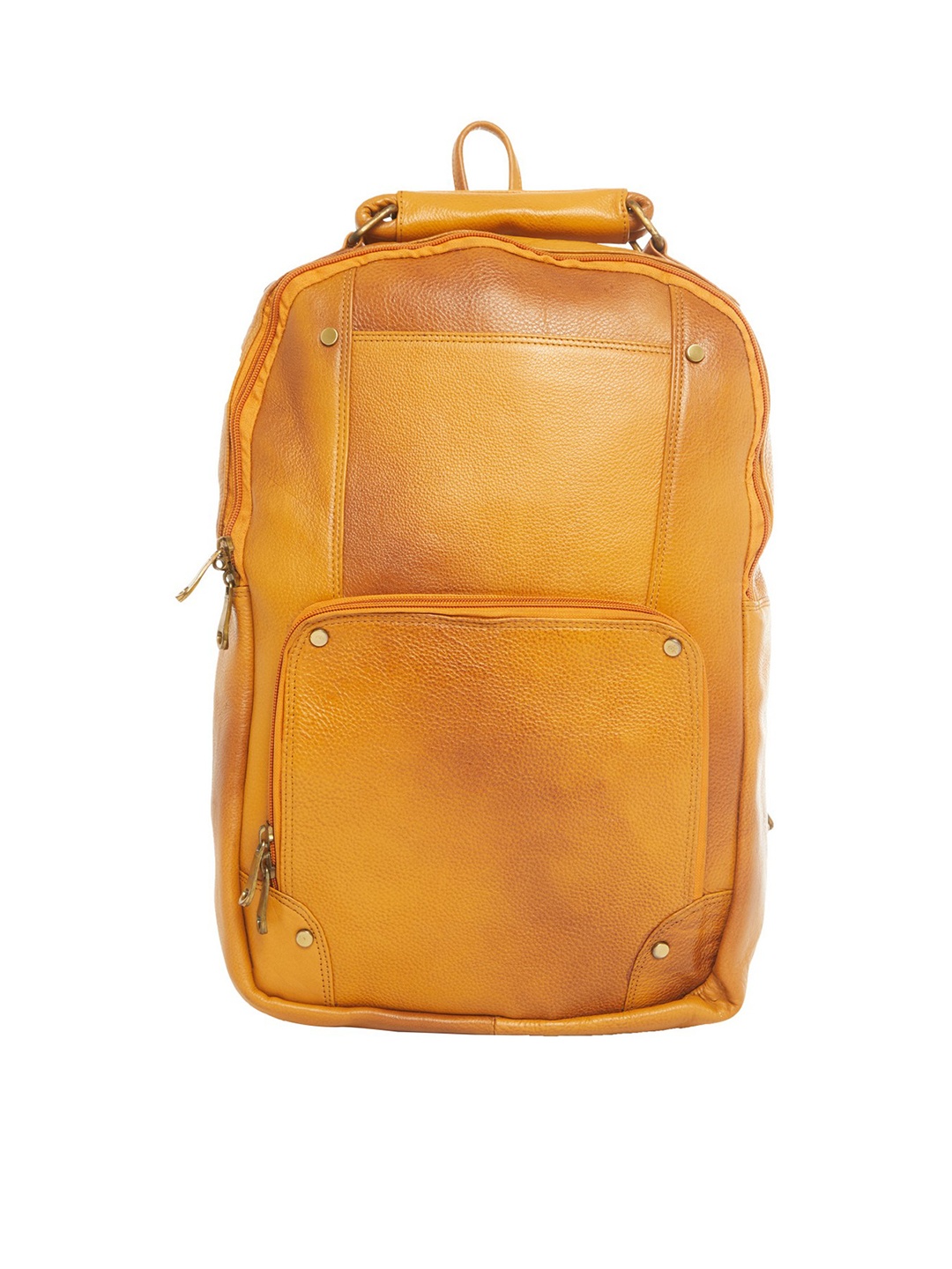 

Leather World Unisex Mustard Coloured Solid Leather Backpack