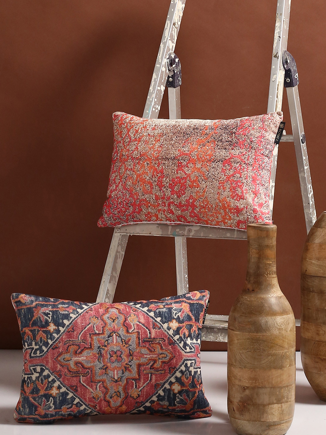 

ROMEE Multicoloured Set of 2 Ethnic Motifs Rectangle Cushion Covers, Multi
