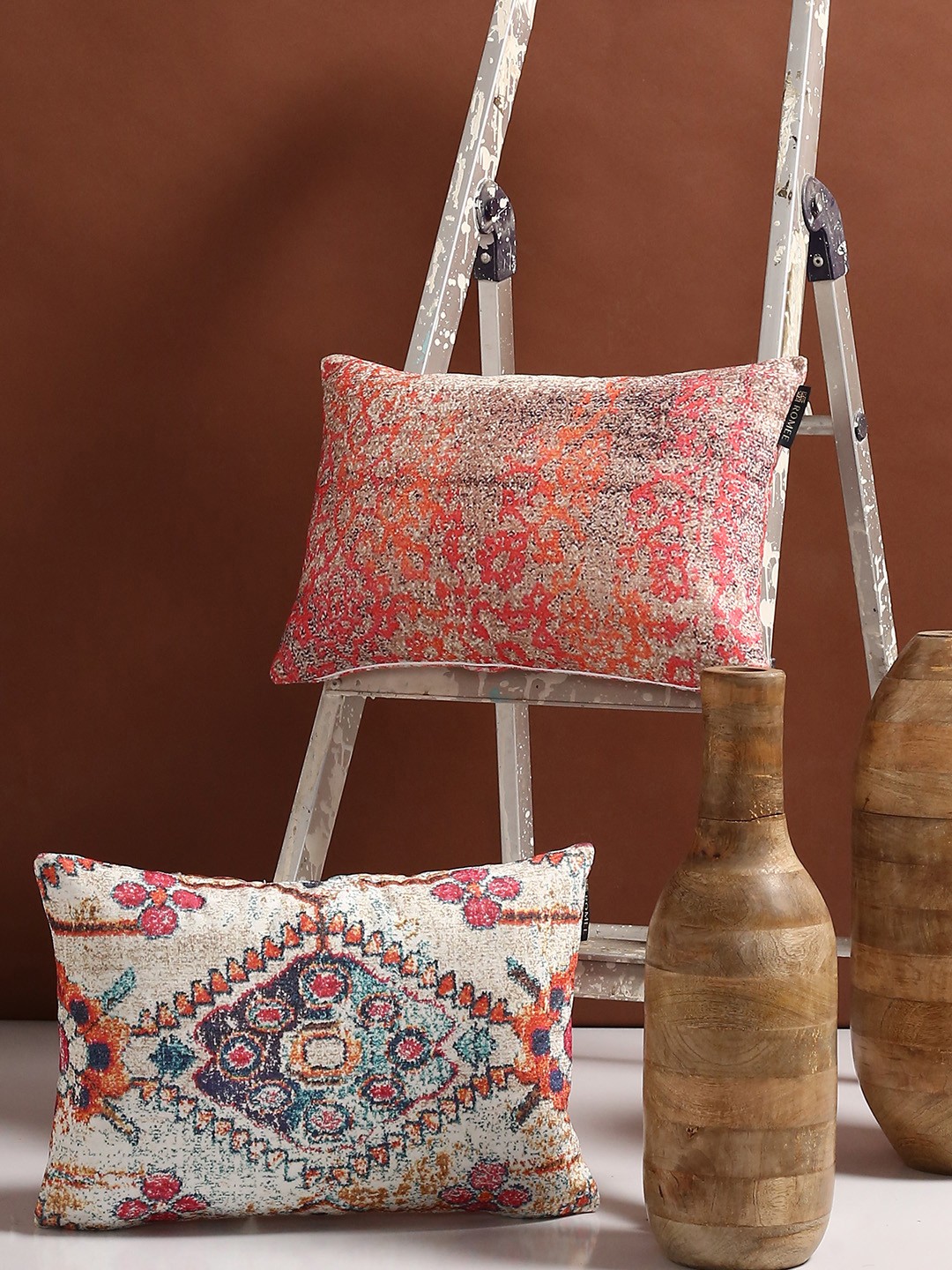 

ROMEE Multicoloured Set of 2 Ethnic Motifs Rectangle Cushion Covers, Multi