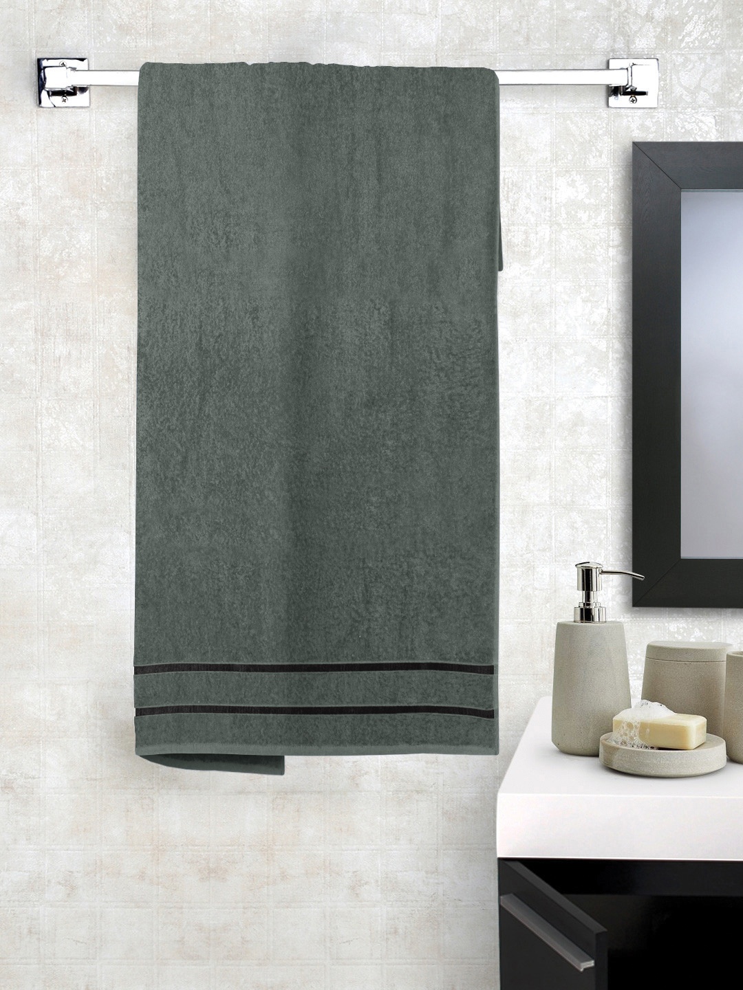 

Story@home Charcoal Grey Cotton 450 GSM Bath Towel