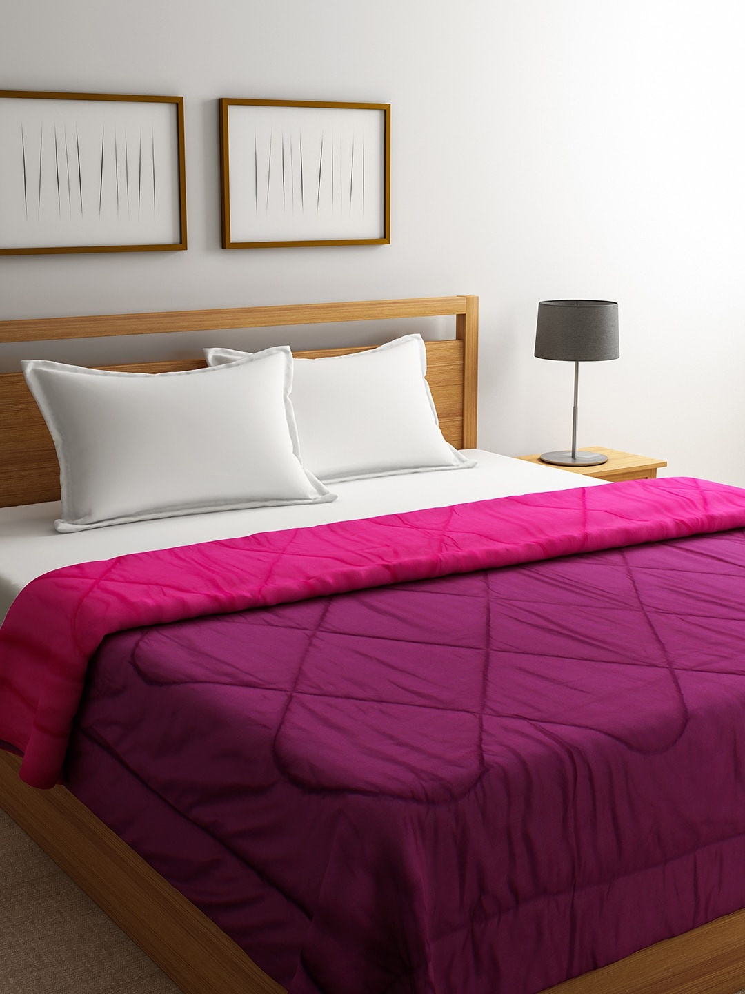 

ROMEE Purple & Pink Solid AC Room 150 GSM Reversible Double Bed Comforter