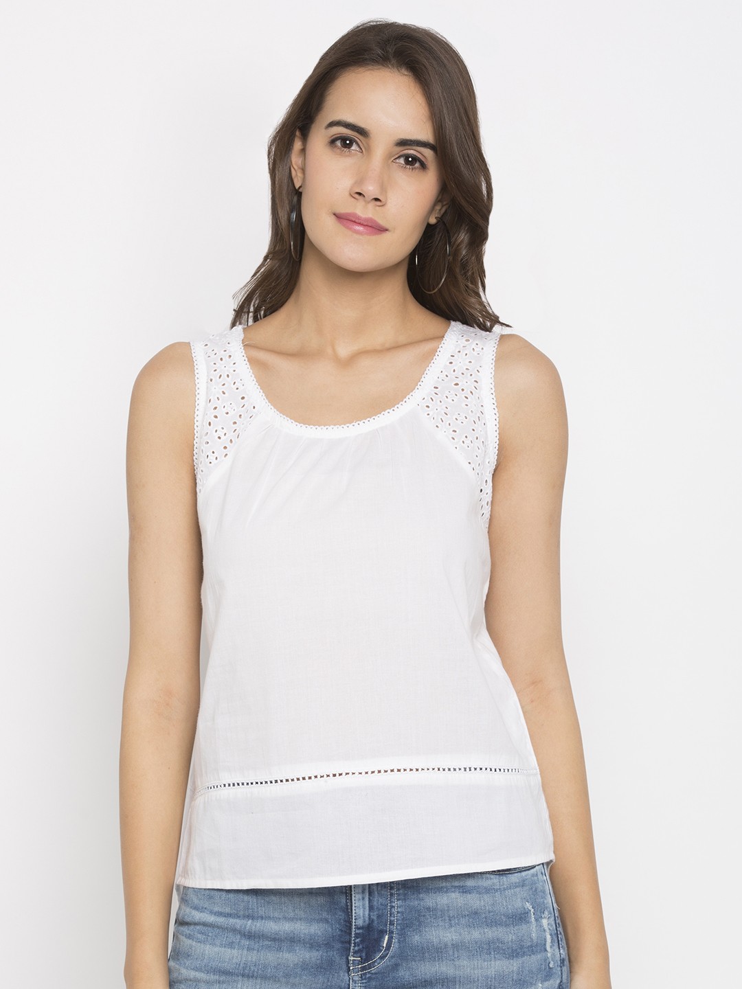 

Globus Women White Self Design Top