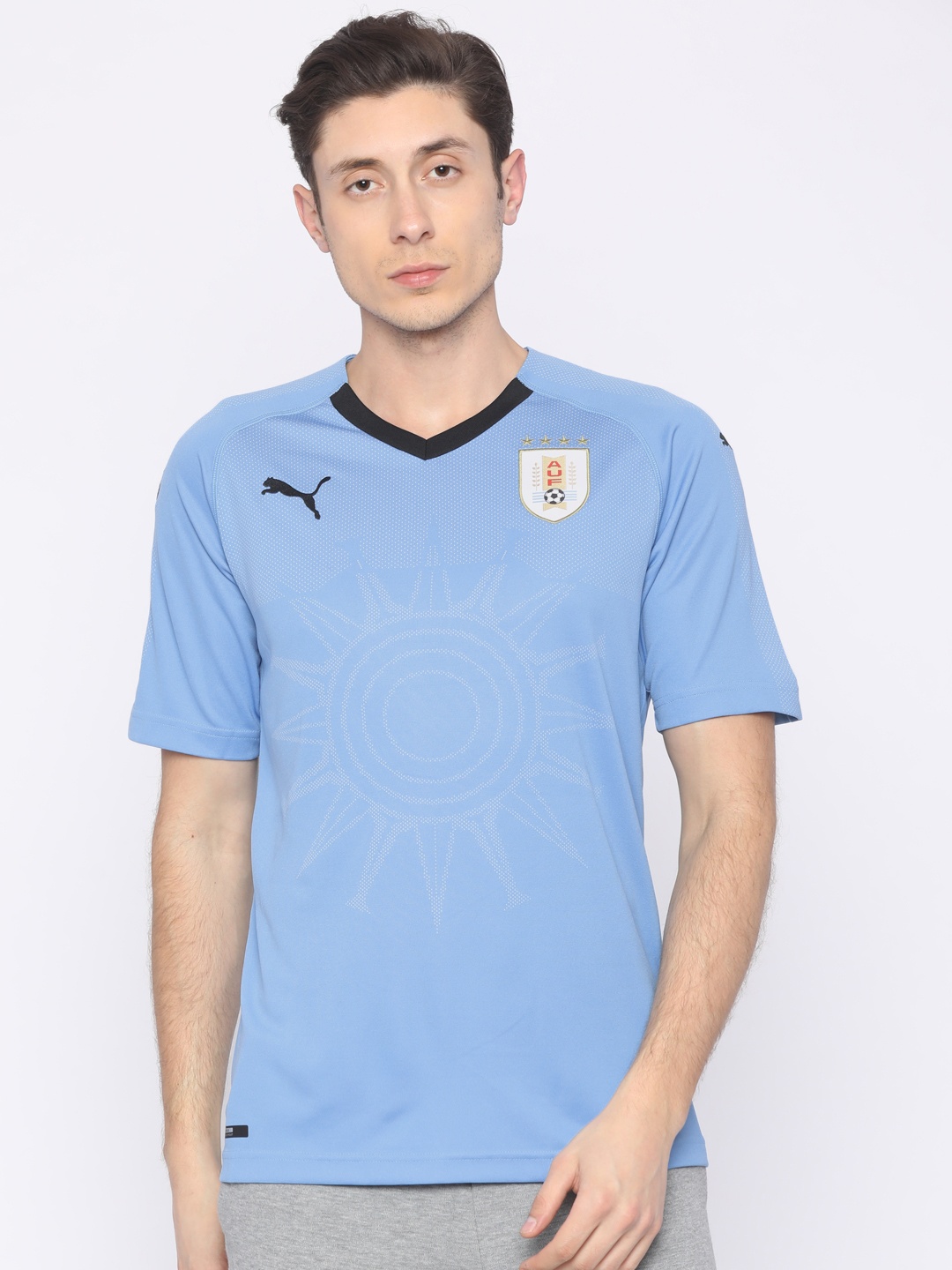 

Puma Men Blue Printed URUGUAY Home Replica T-shirt