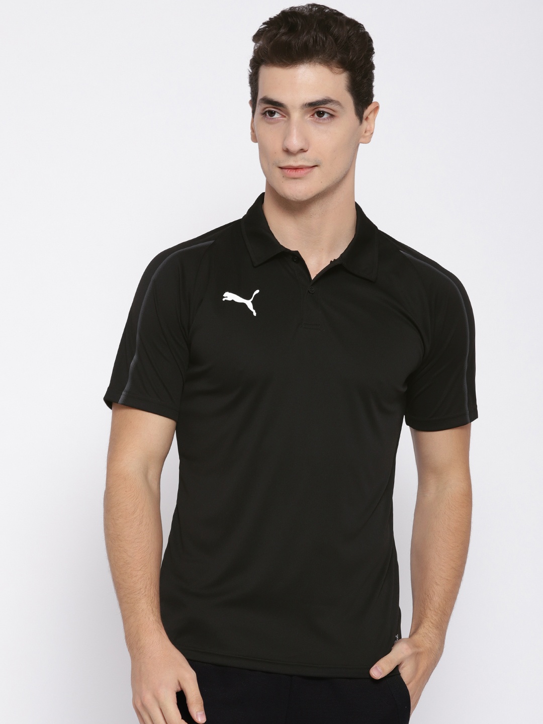

Puma Men Black Solid FINAL Sideline Polo T-shirt