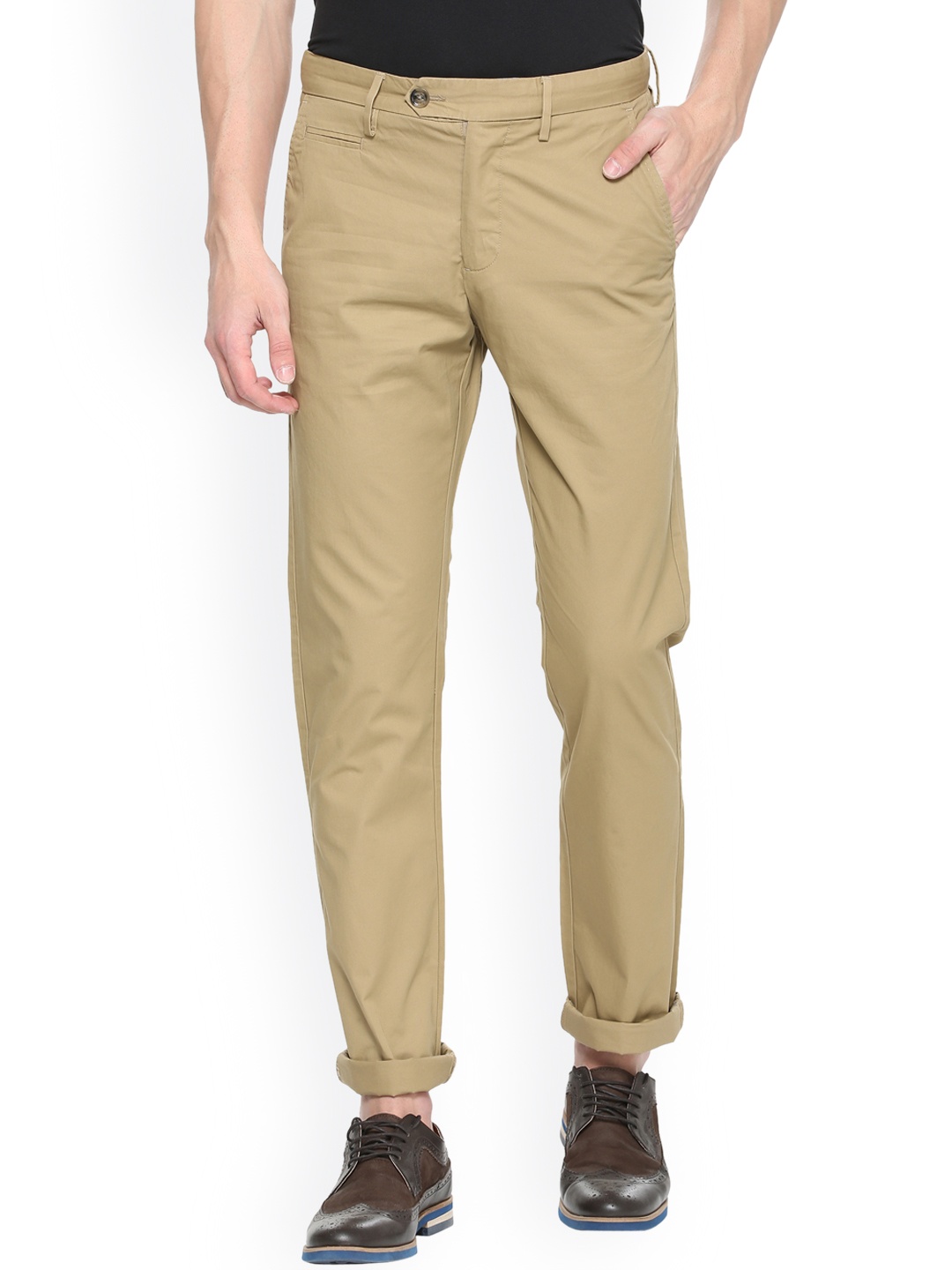

Allen Solly Men Khaki Regular Fit Solid Regular Trousers