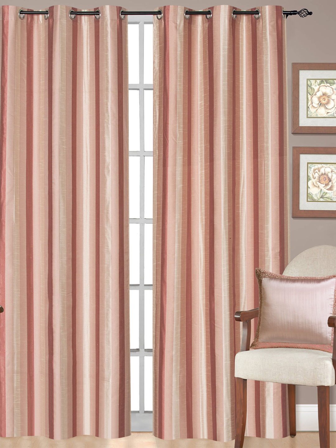 

Deco Window Peach Set of Single Door Curtains
