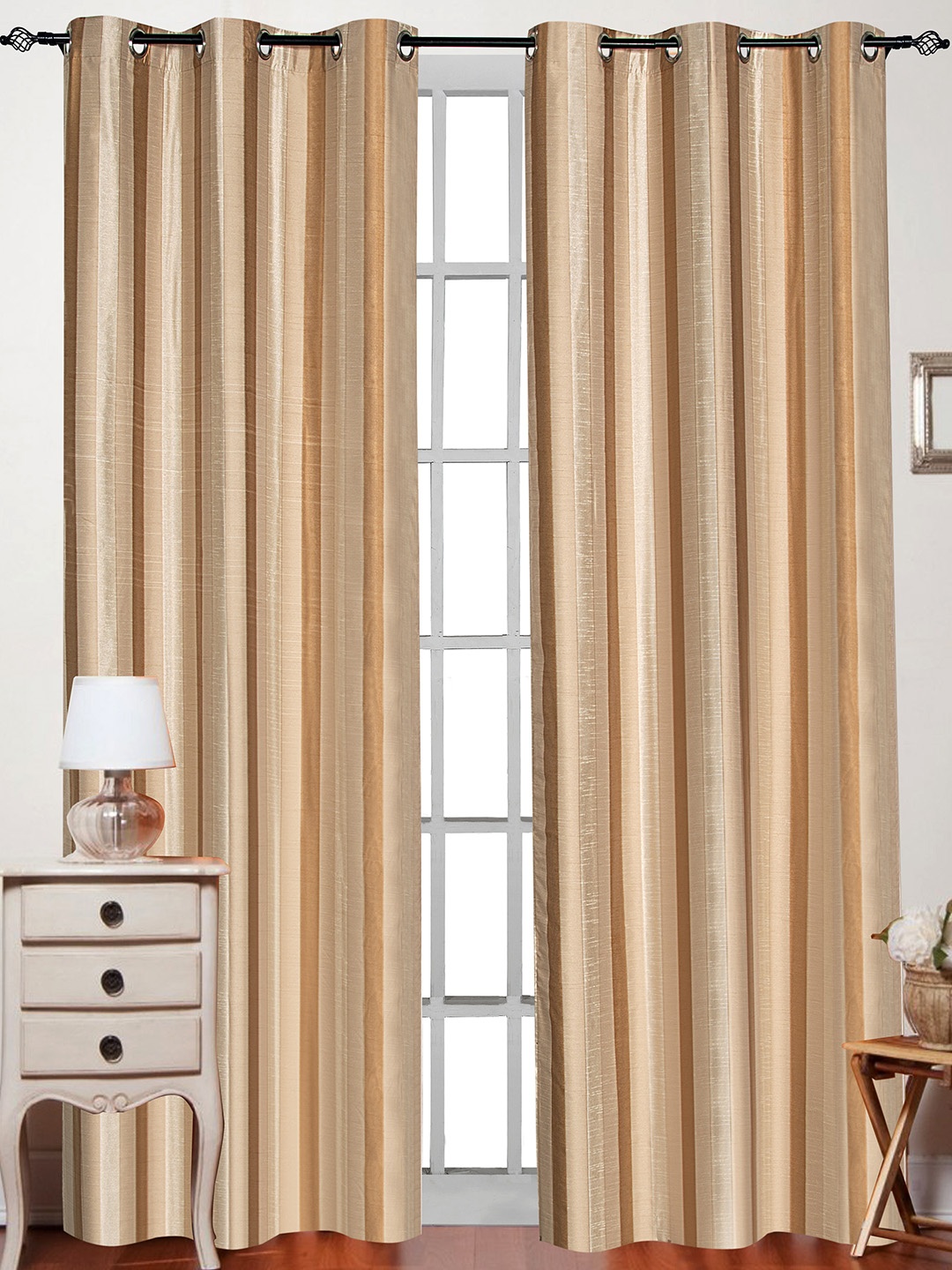 

Deco Window Brown & Beige Set of Single Door Curtains