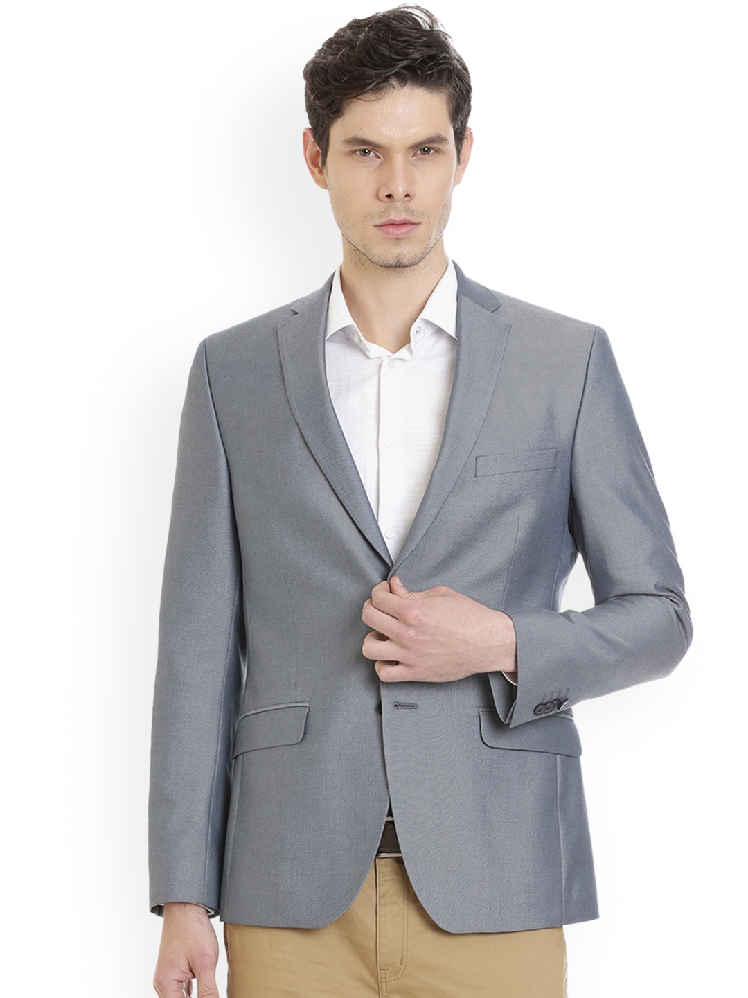 

SUITLTD Men Grey Single Breasted Formal Blazer