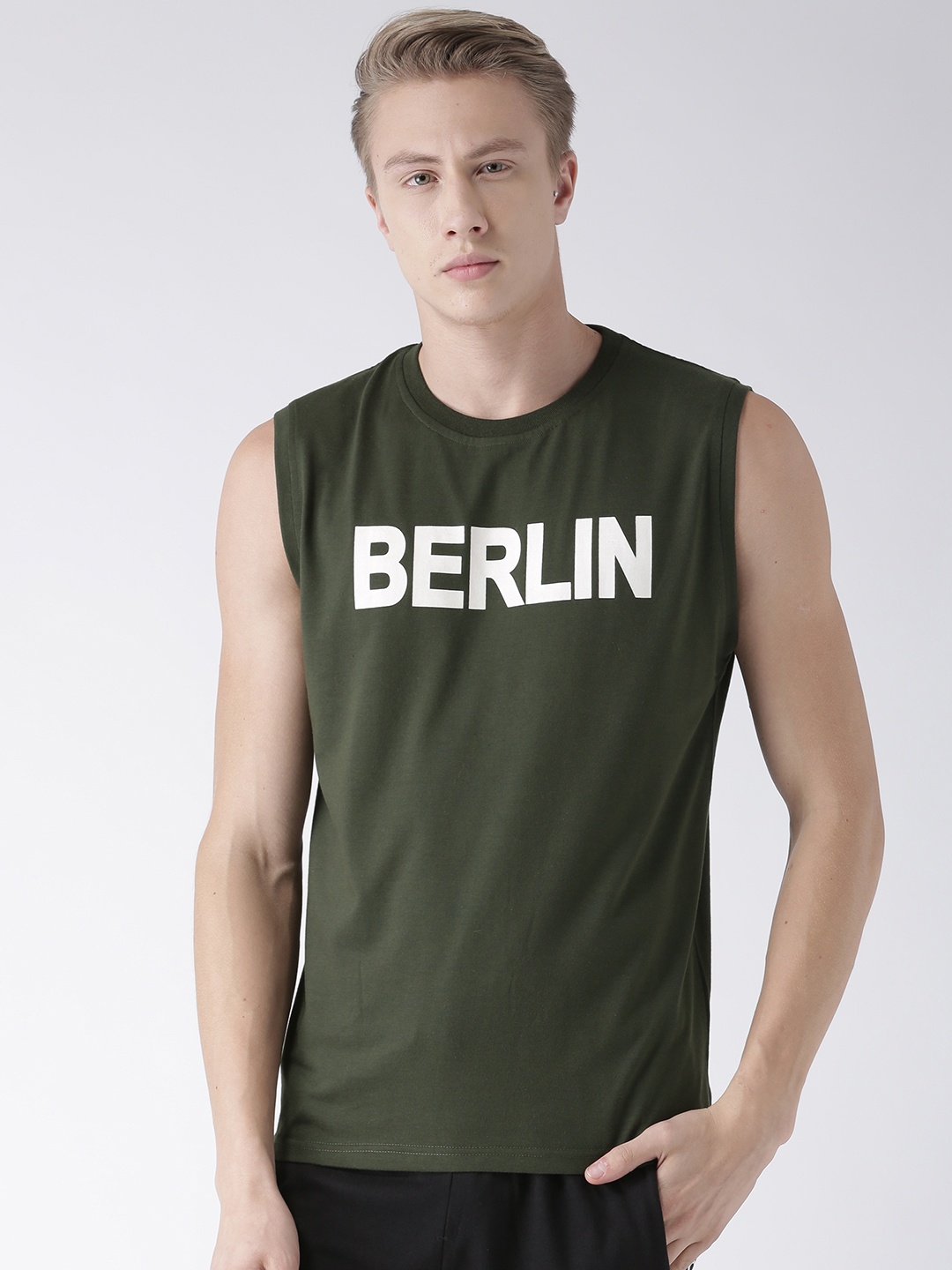 

GRIFFEL Men Green Printed Round Neck T-shirt