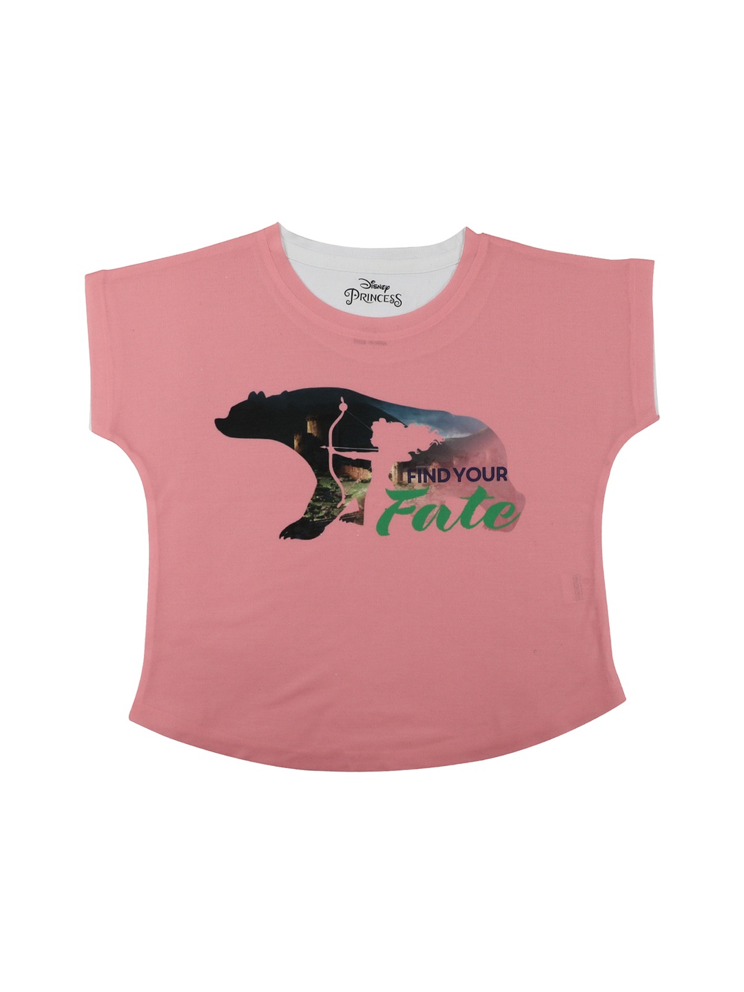 

Disney by Wear Your Mind Girls Pink Printed Top