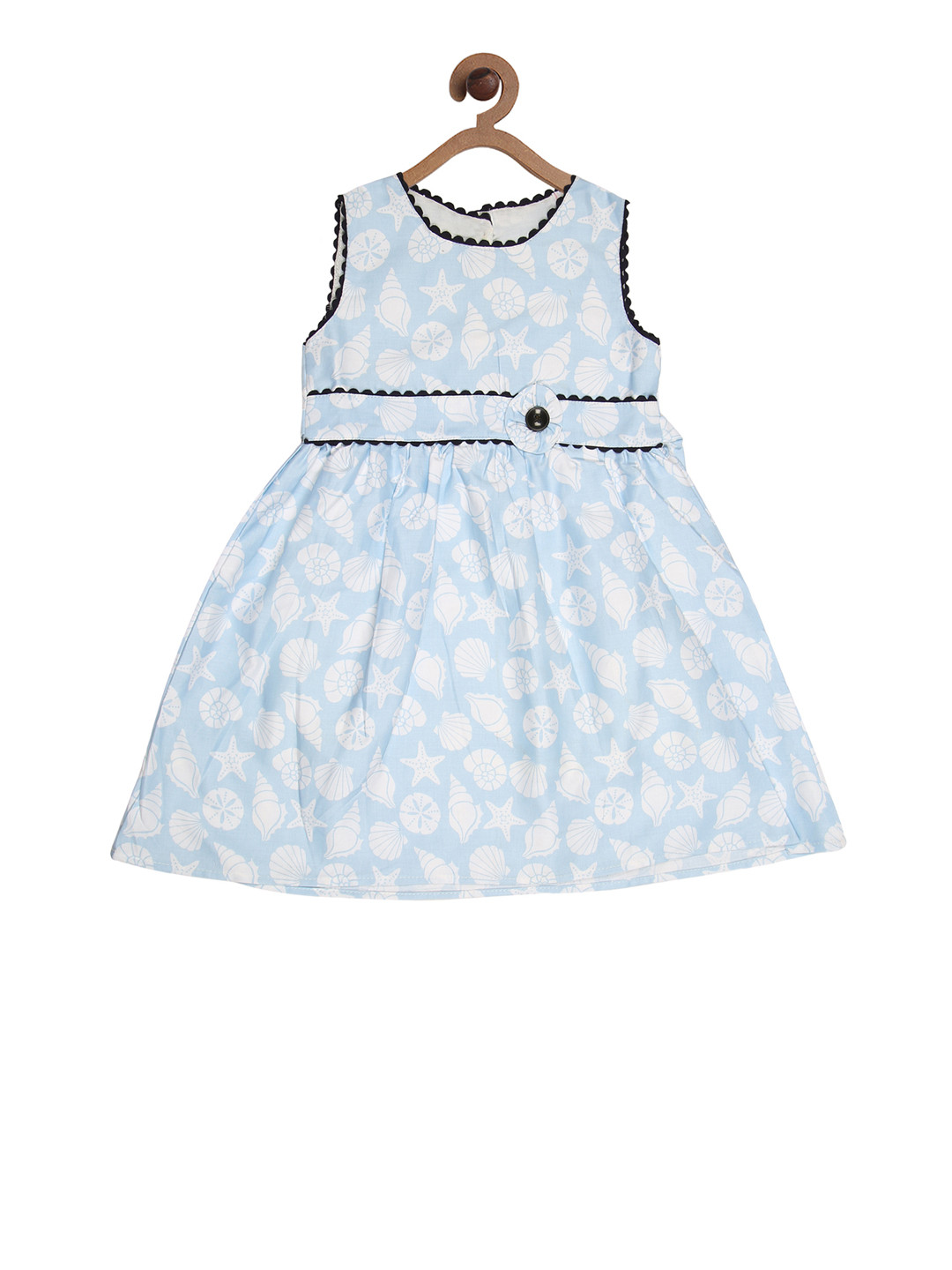 

CHUTPUT Girls Blue Printed Fit and Flare Dress