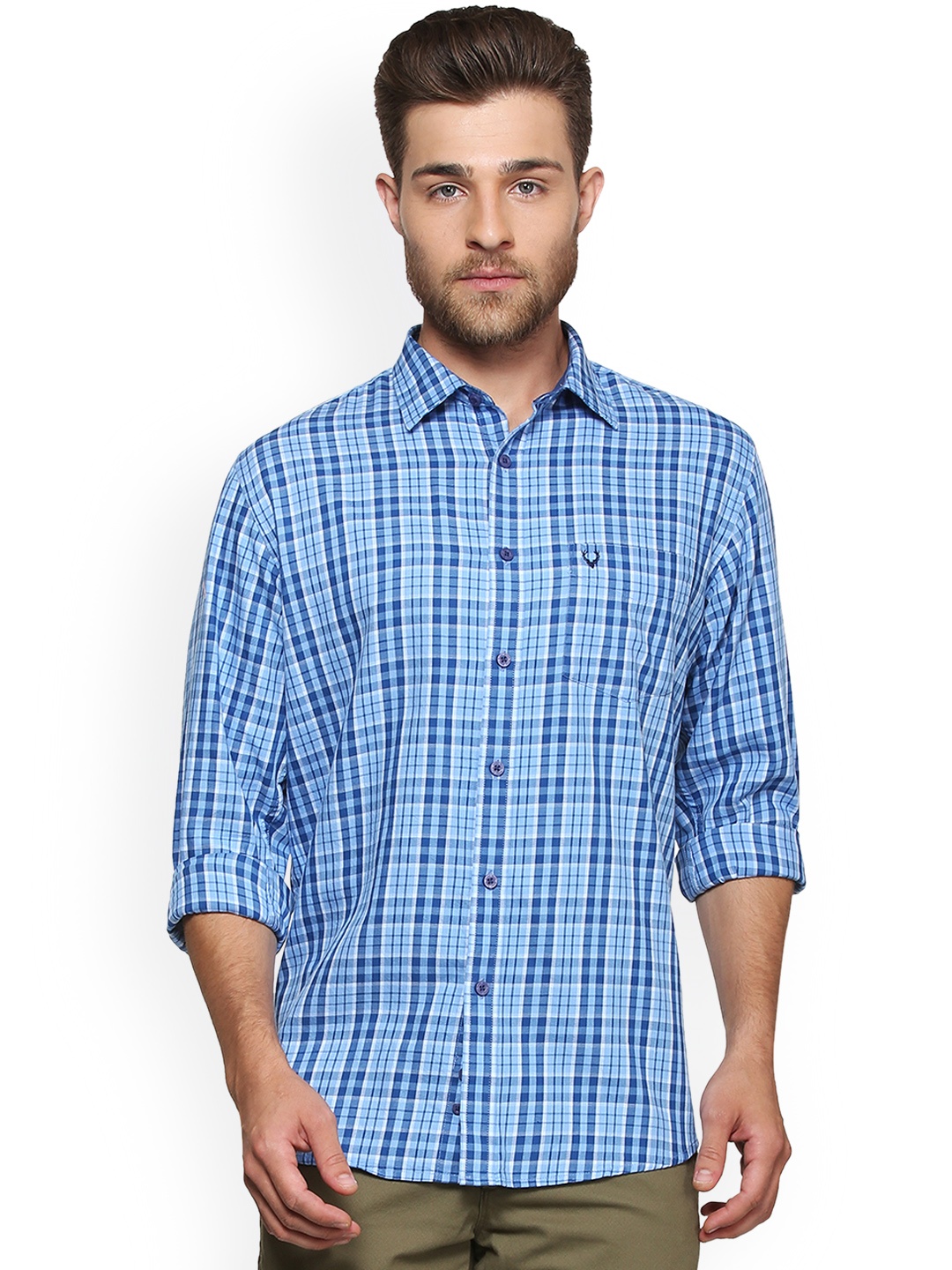 

Allen Solly Men Blue Checked Casual Shirt