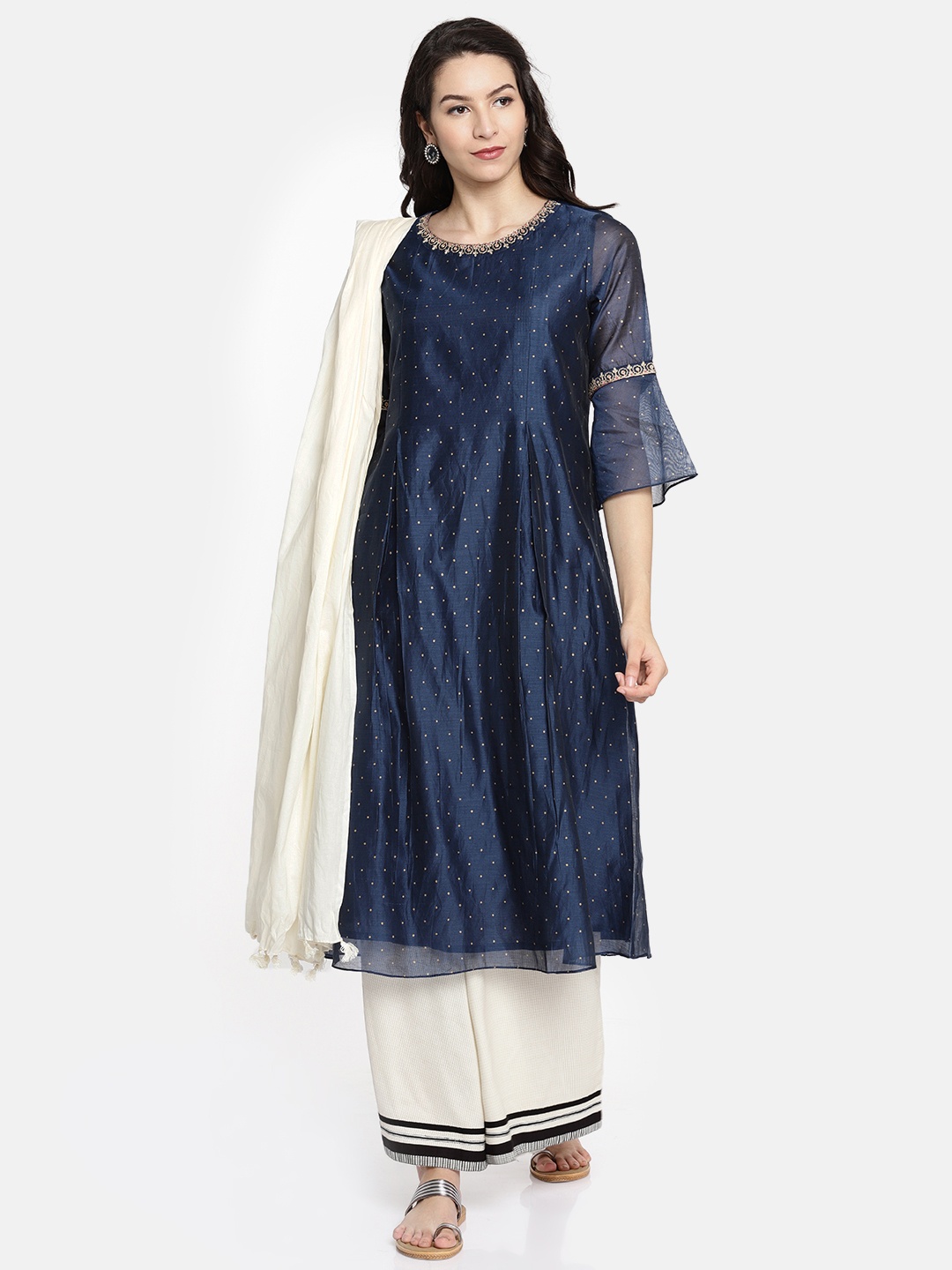 

Melange by Lifestyle Off-White Solid Pure Cotton Dupatta