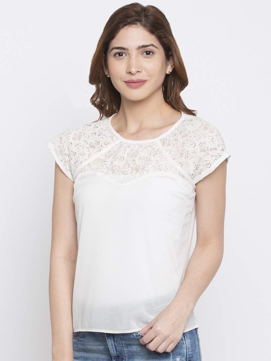 

Globus Women White Self Design Top