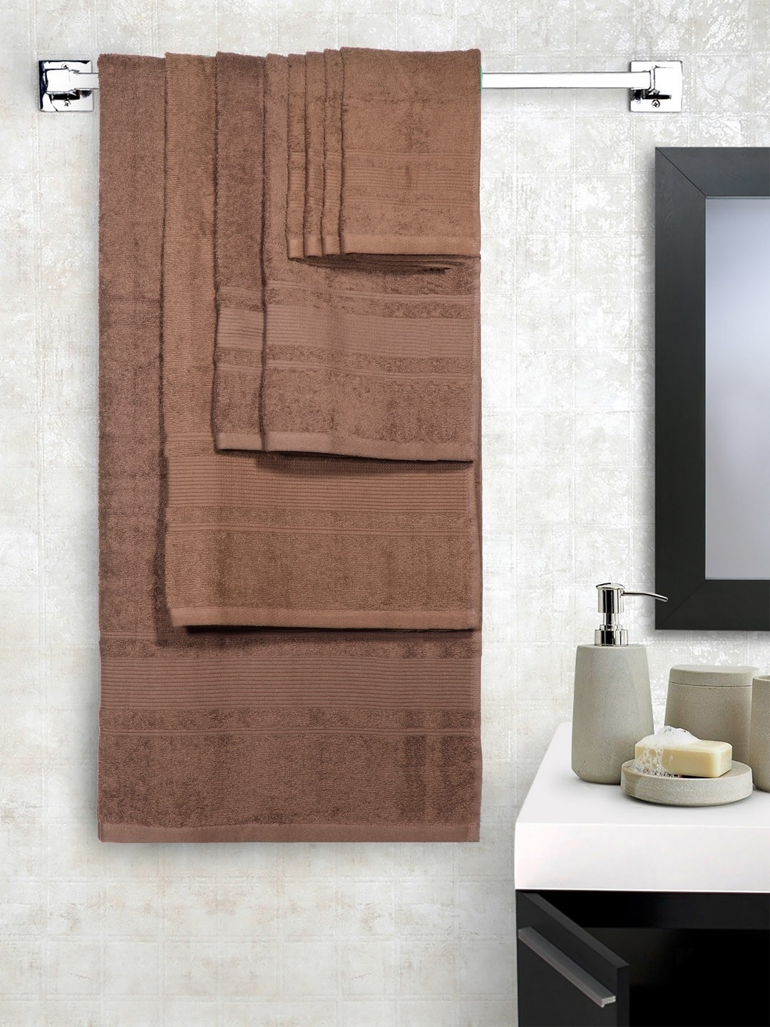 

Lushomes Unisex Brown Bath Towels Set