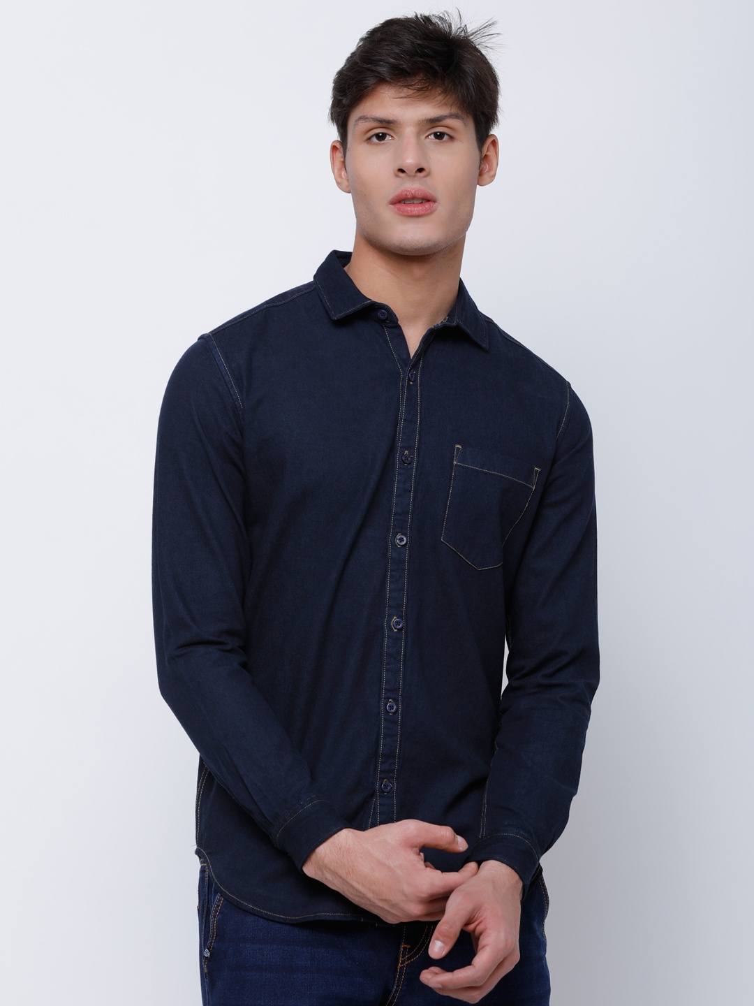 

HIGHLANDER Men Navy Blue Slim Fit Solid Casual Shirt