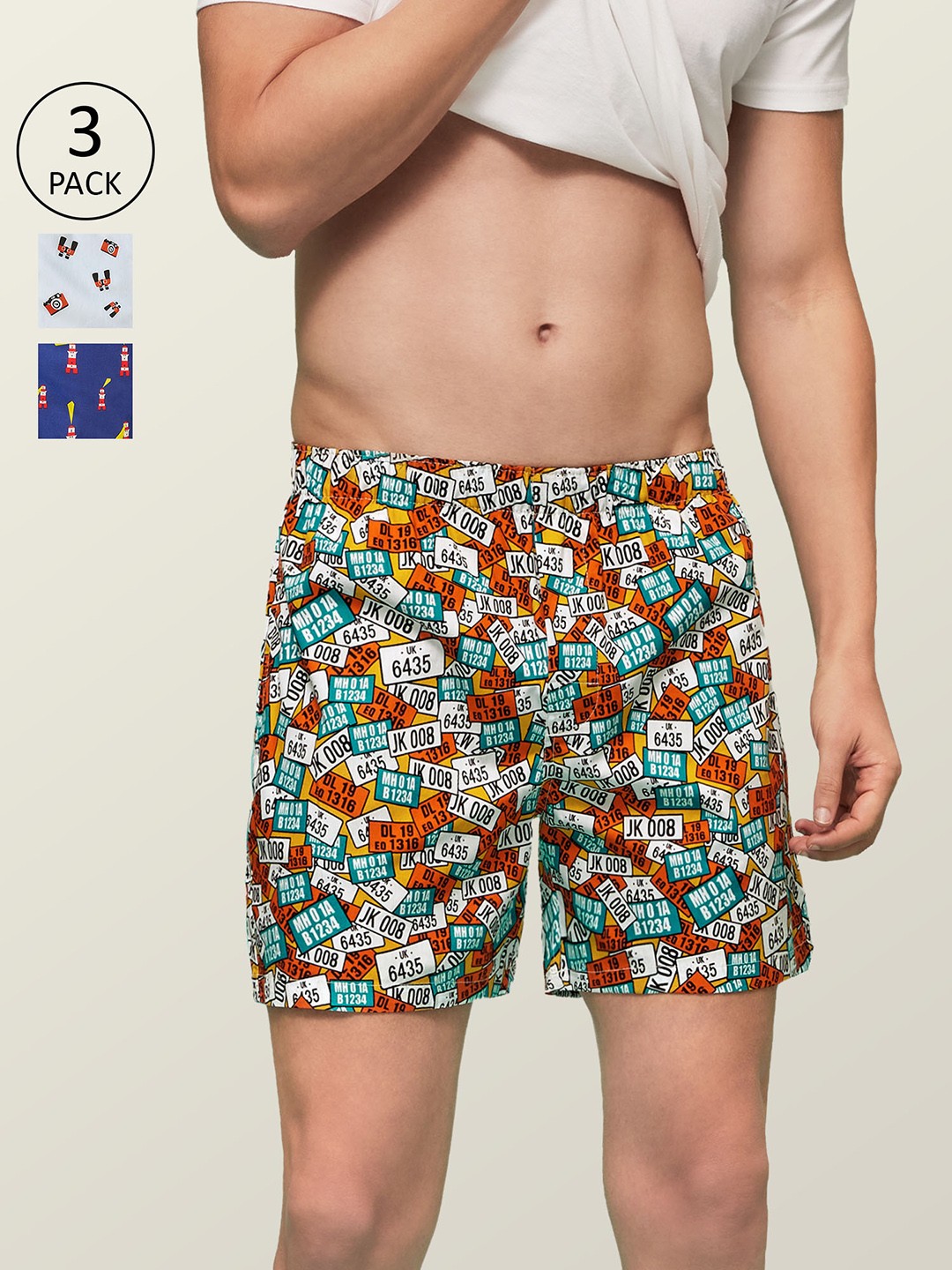 

XYXX Men Super Combed Cotton Printed Pack of 3 Remix Boxer XYBOX3PCKN21, Blue