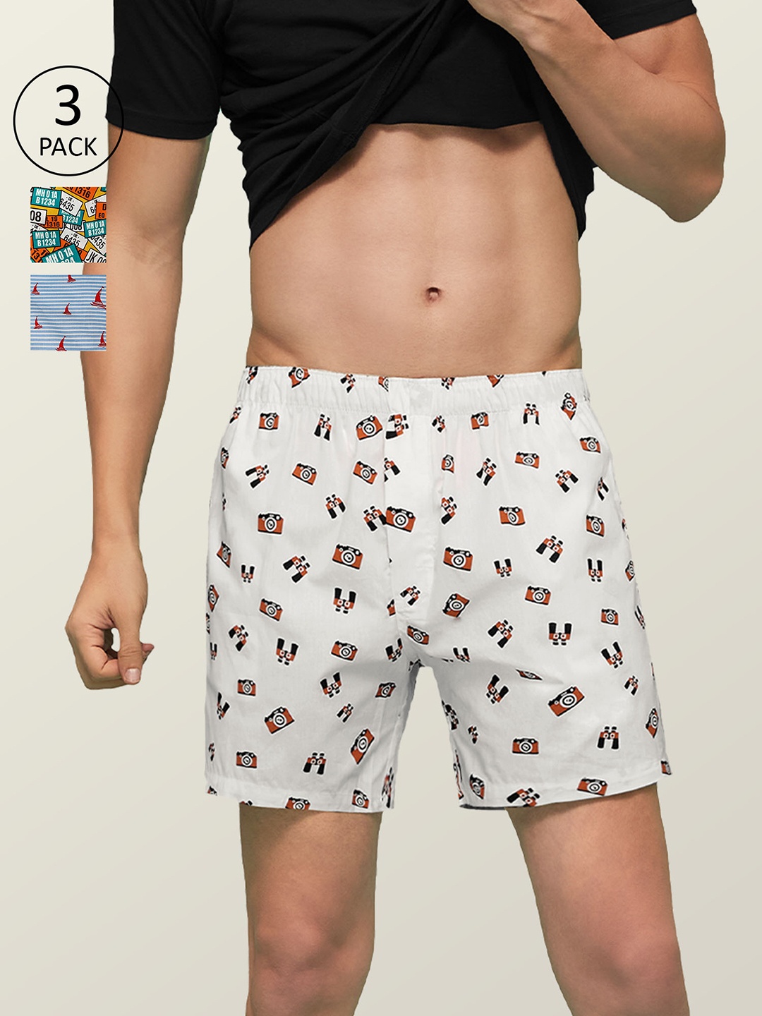 

XYXX Men Super Combed Cotton Printed Pack of 3 Remix Boxer XYBOX3PCKN23, White