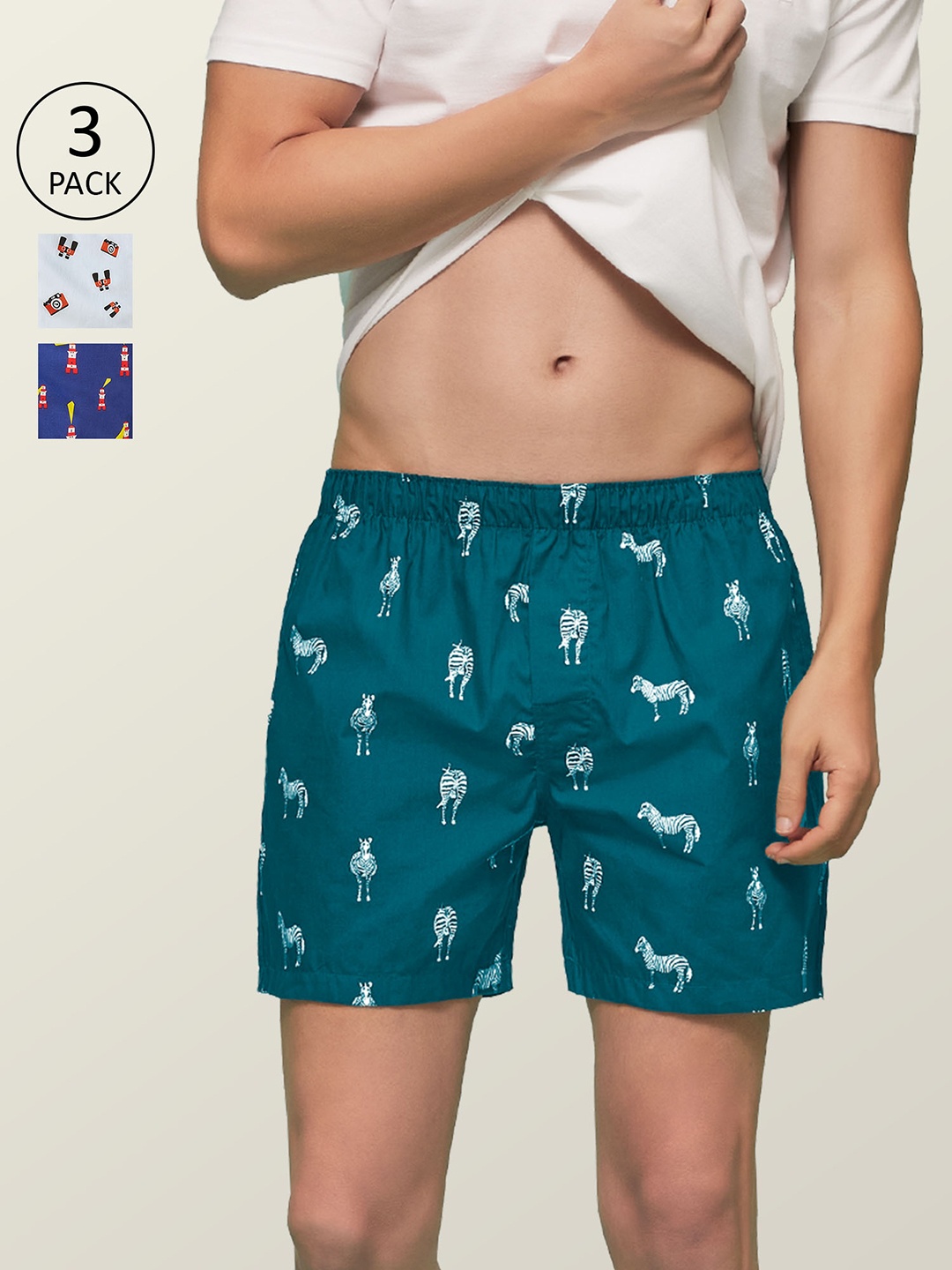

XYXX Men Super Combed Cotton Printed Pack of 3 Remix Boxer XYBOX3PCKN37, Blue