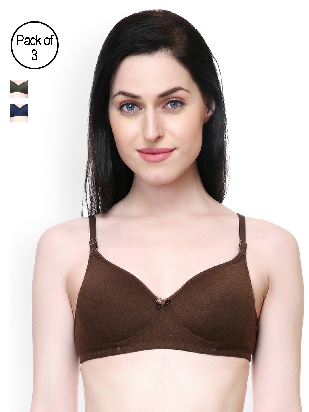 

Lady Lyka Pack of 3 T-shirt Bra 21FOREVER-BRN-INDG-OLV, Brown