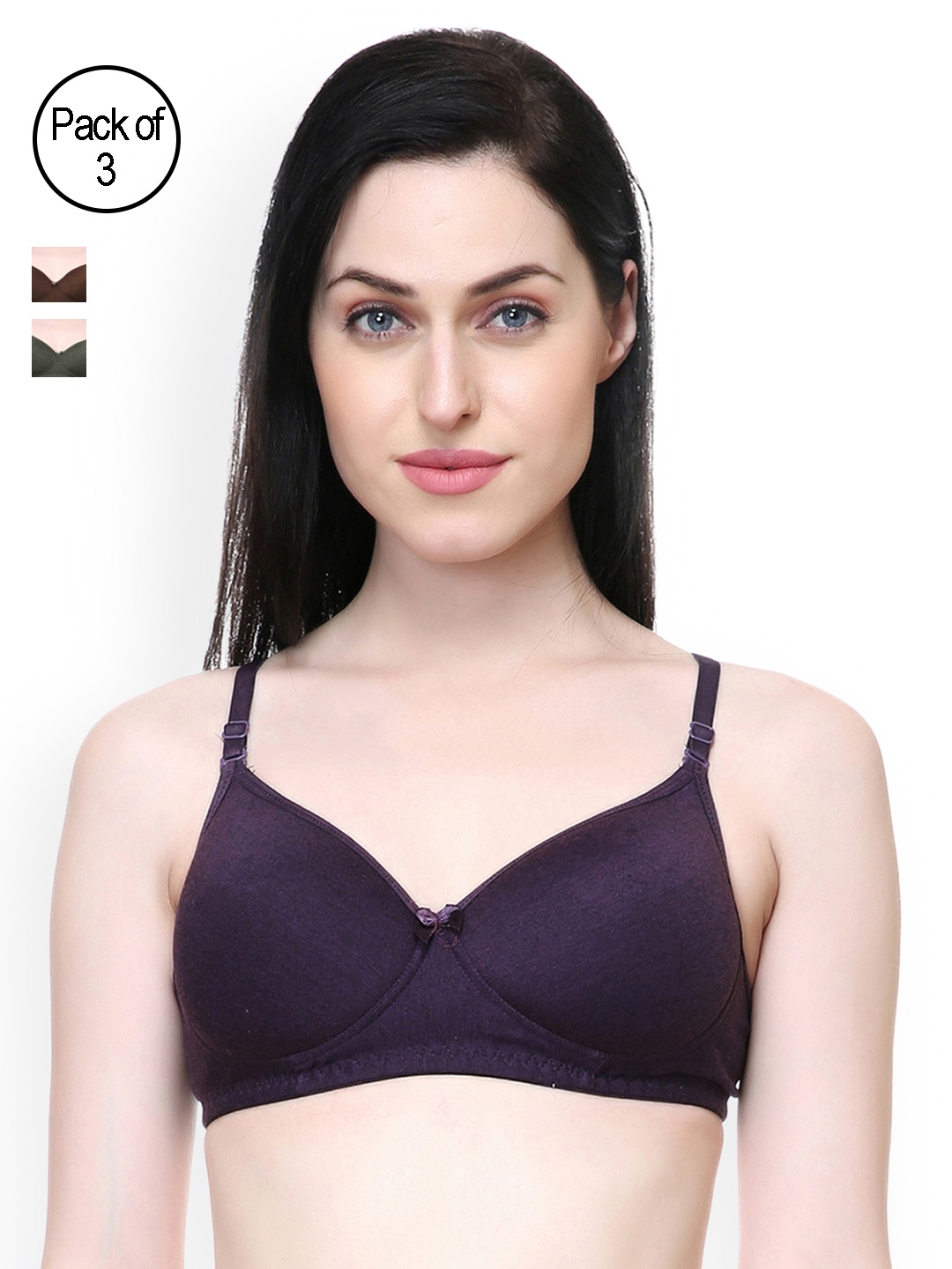 

Lady Lyka Pack of 3 T-shirt Bra 21FOREVER-PPL-BRN-OLV, Purple