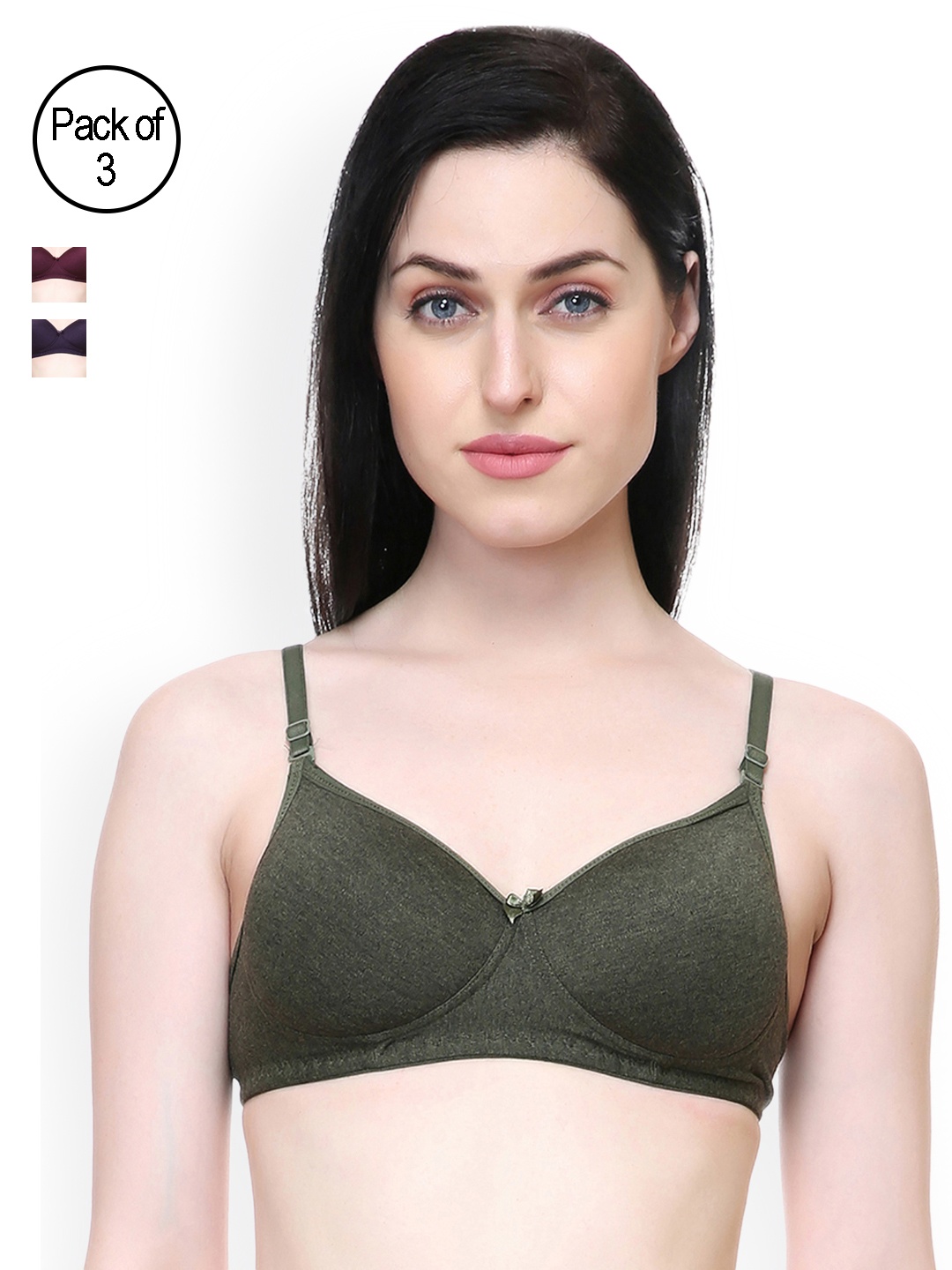 

Lady Lyka Pack of 3 T-shirt Bra 21FOREVER-OLV-PLM-PPL, Olive