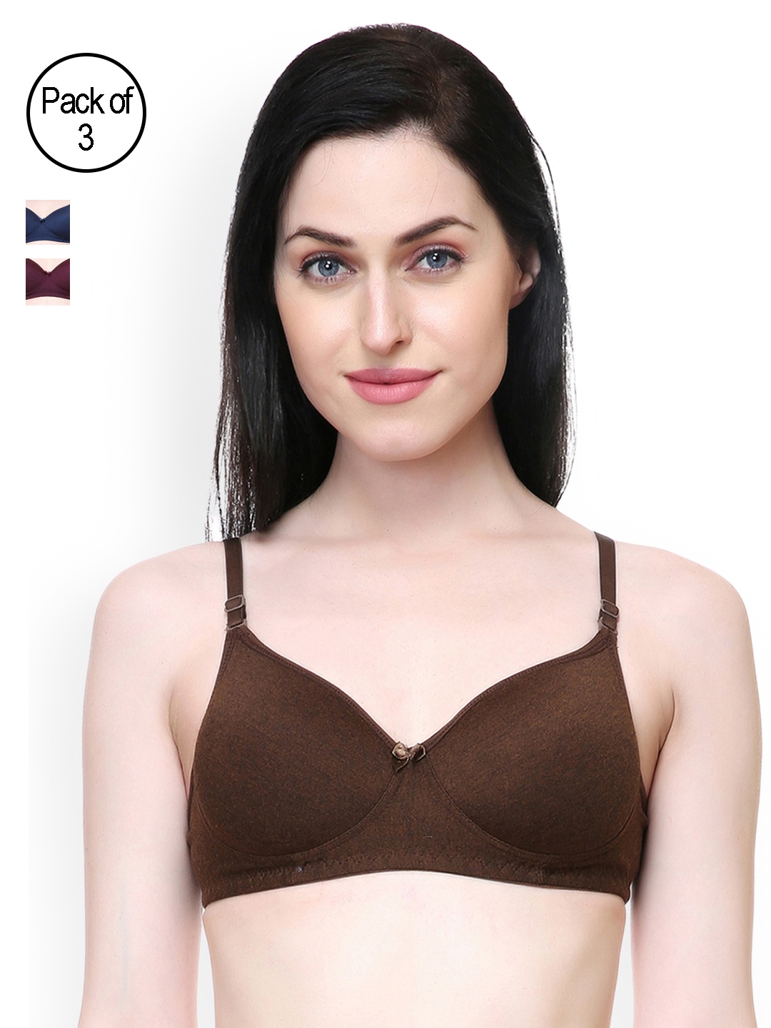 

Lady Lyka Pack of 3 T-shirt Bra 21FOREVER-BRN-INDG-PLM, Brown