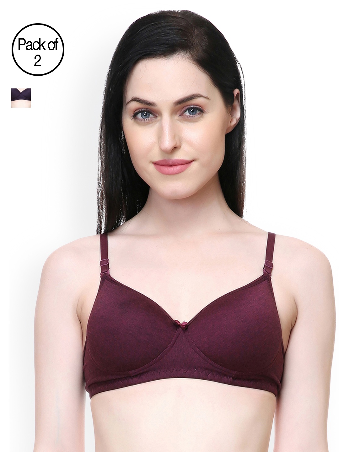 

Lady Lyka Pack of 2 T-shirt Bras, Burgundy