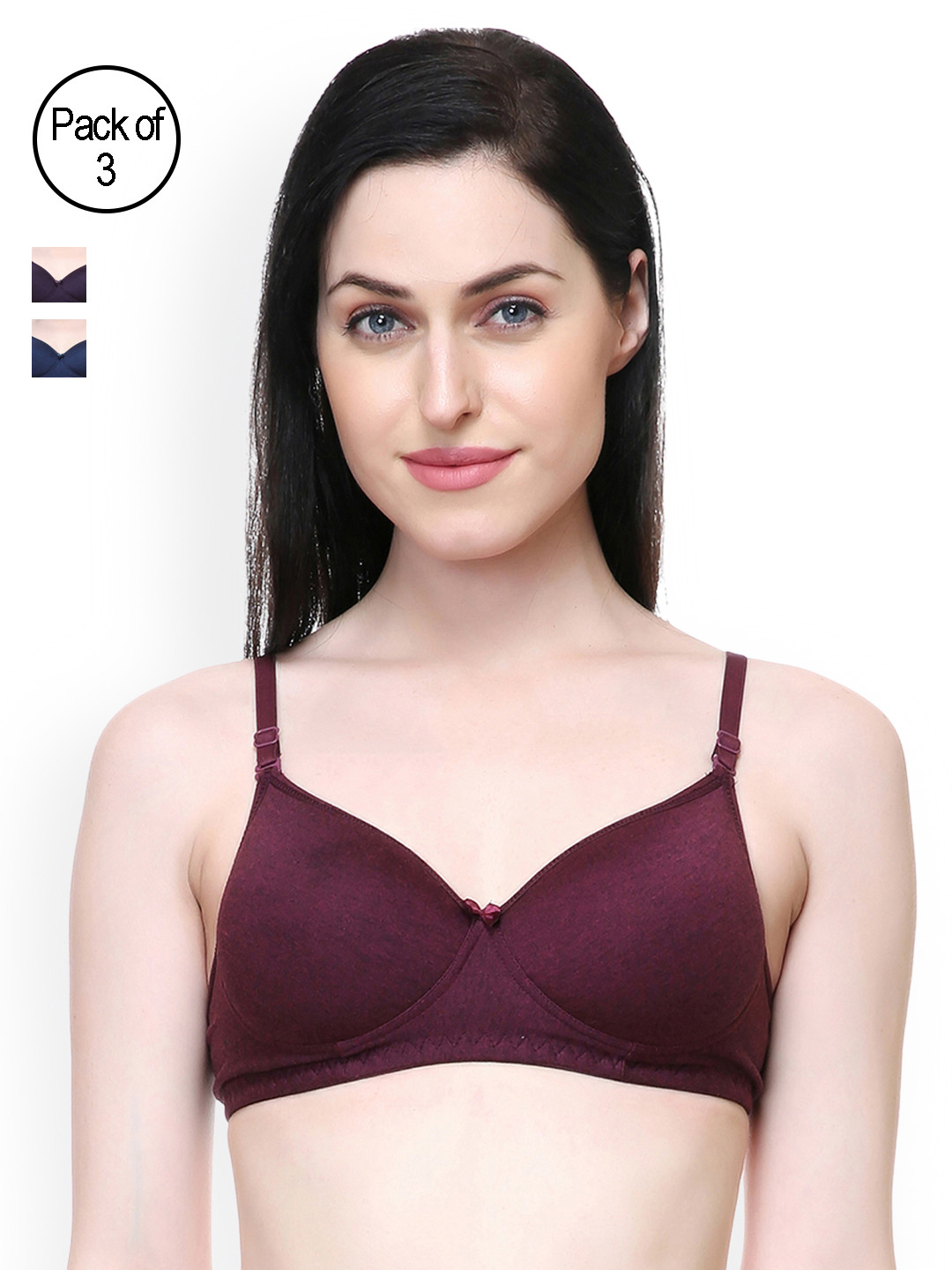 

Lady Lyka Pack of 3 T-shirt Bra 21FOREVER-PLM-PPL-INDG, Burgundy
