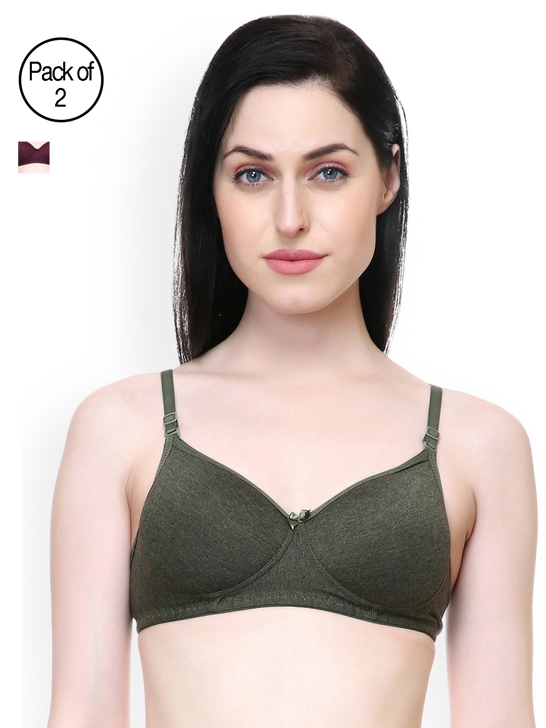 

Lady Lyka Pack of 2 T-shirt Bras, Olive