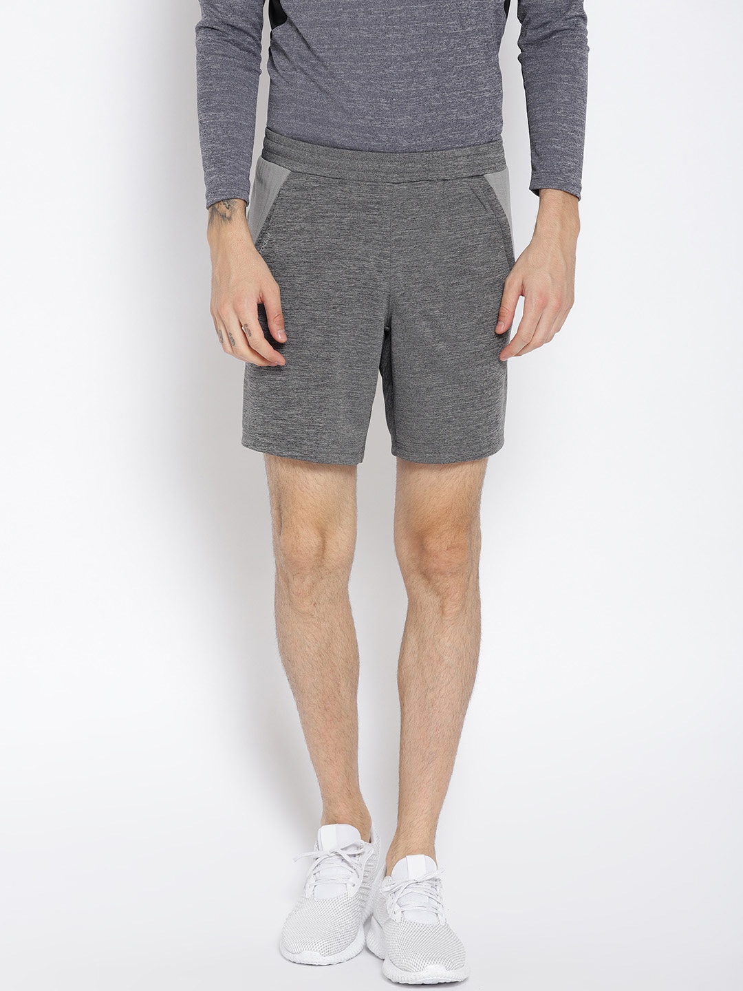 

rock.it Men Grey Solid Regular Fit Sports Shorts