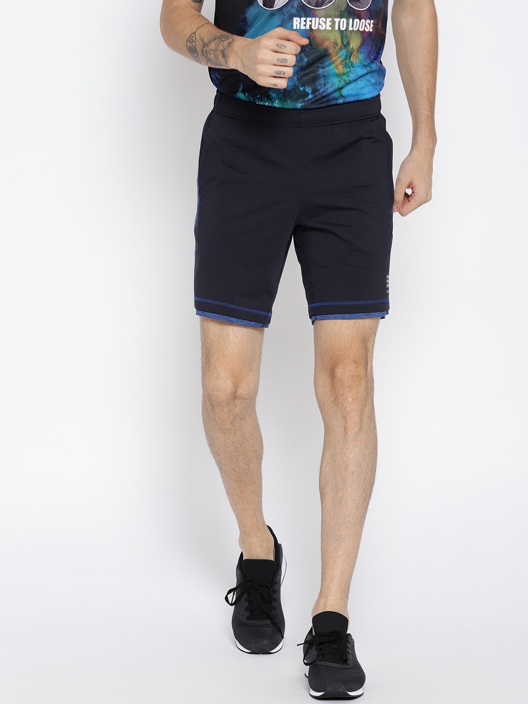 

rock.it Men Navy Blue Solid Regular Fit Sports Shorts