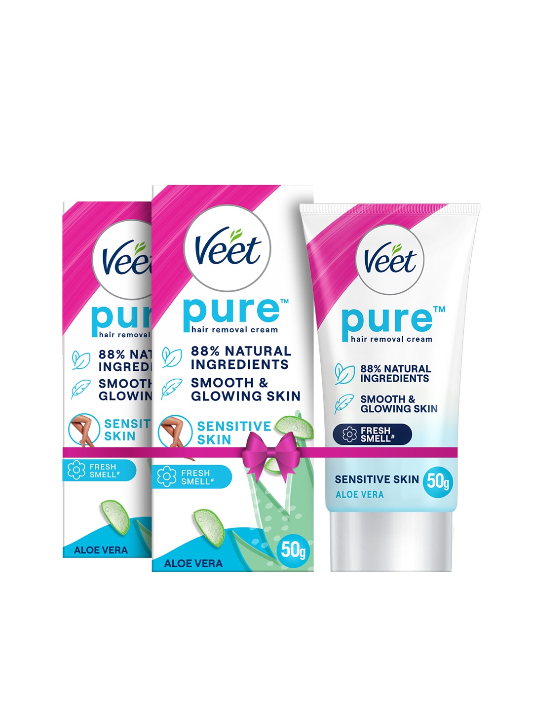 

Veet Set Of 2 Pure Hair Removal Cream For Sensitive Skin - 50g Each, Blue