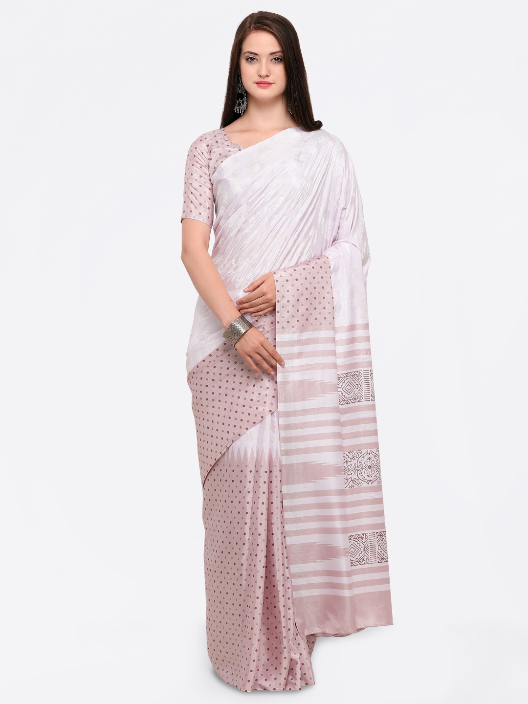 

Saree mall Lavender Printed Silk Blend Saree