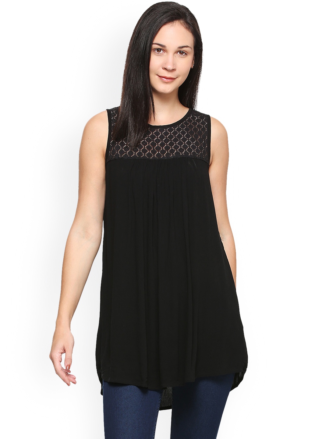 

People Black Solid Tunic