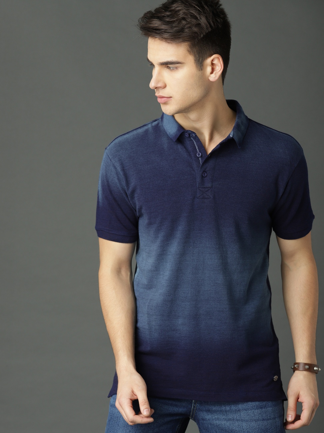

Roadster Men Indigo Polo Collar Pure Cotton T-shirt, Blue