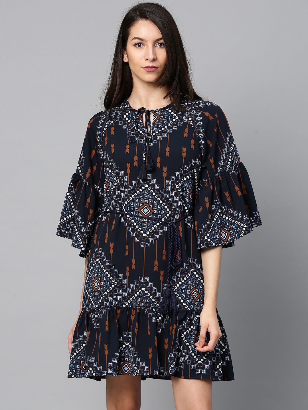 

Tokyo Talkies Women Navy Blue Printed A-Line Dress