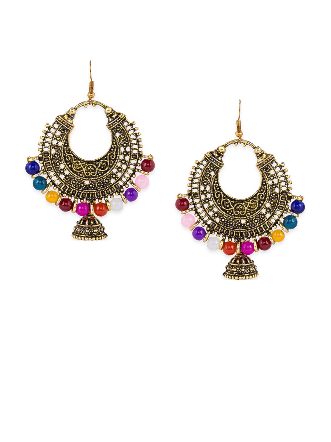 

Crunchy Fashion Multicoloured Classic Chandbalis, Multi