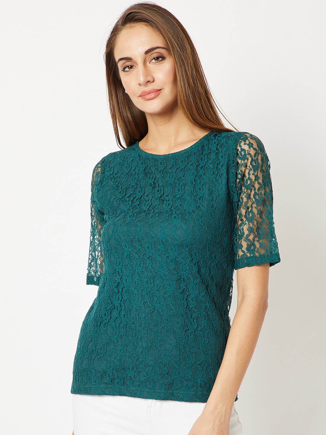 

Miss Chase Women Green Self Design Top