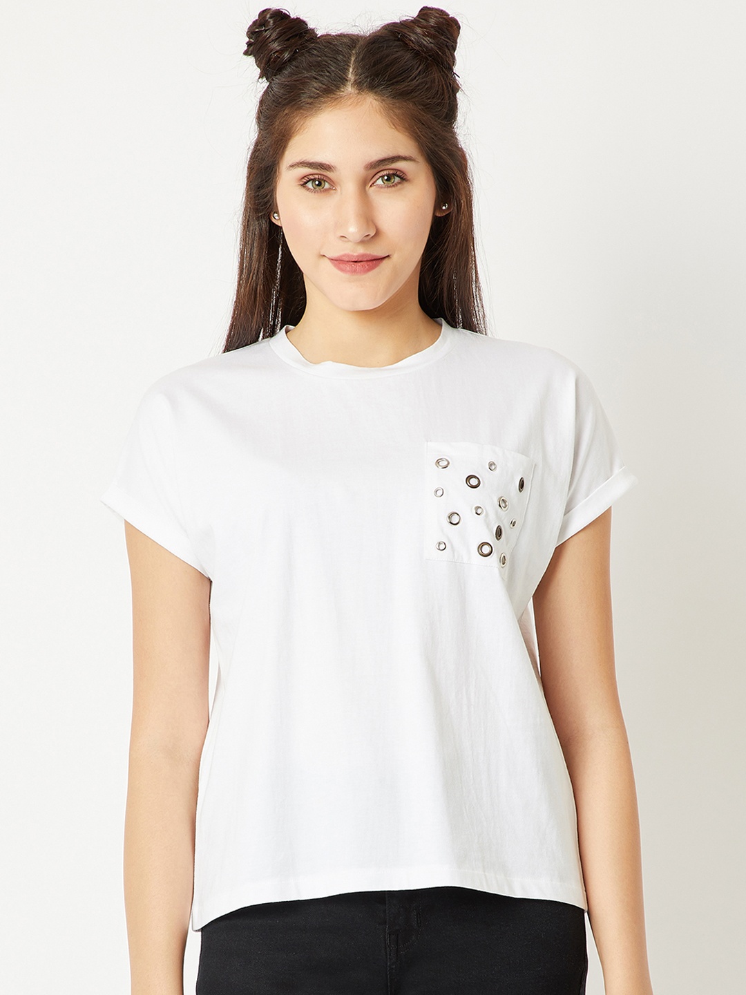 

Miss Chase Women White Embellished Top