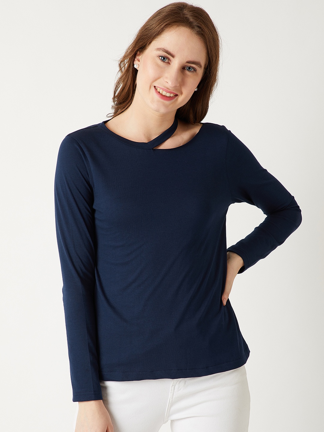 

Miss Chase Women Navy Blue Solid Top