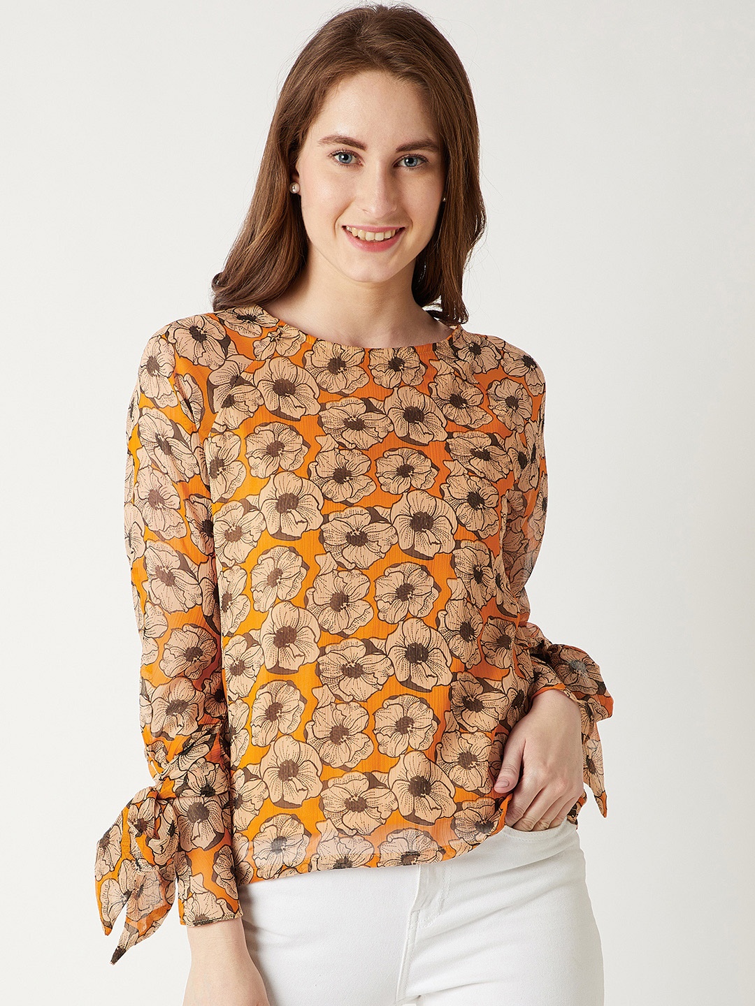 

Miss Chase Women Orange Printed Top