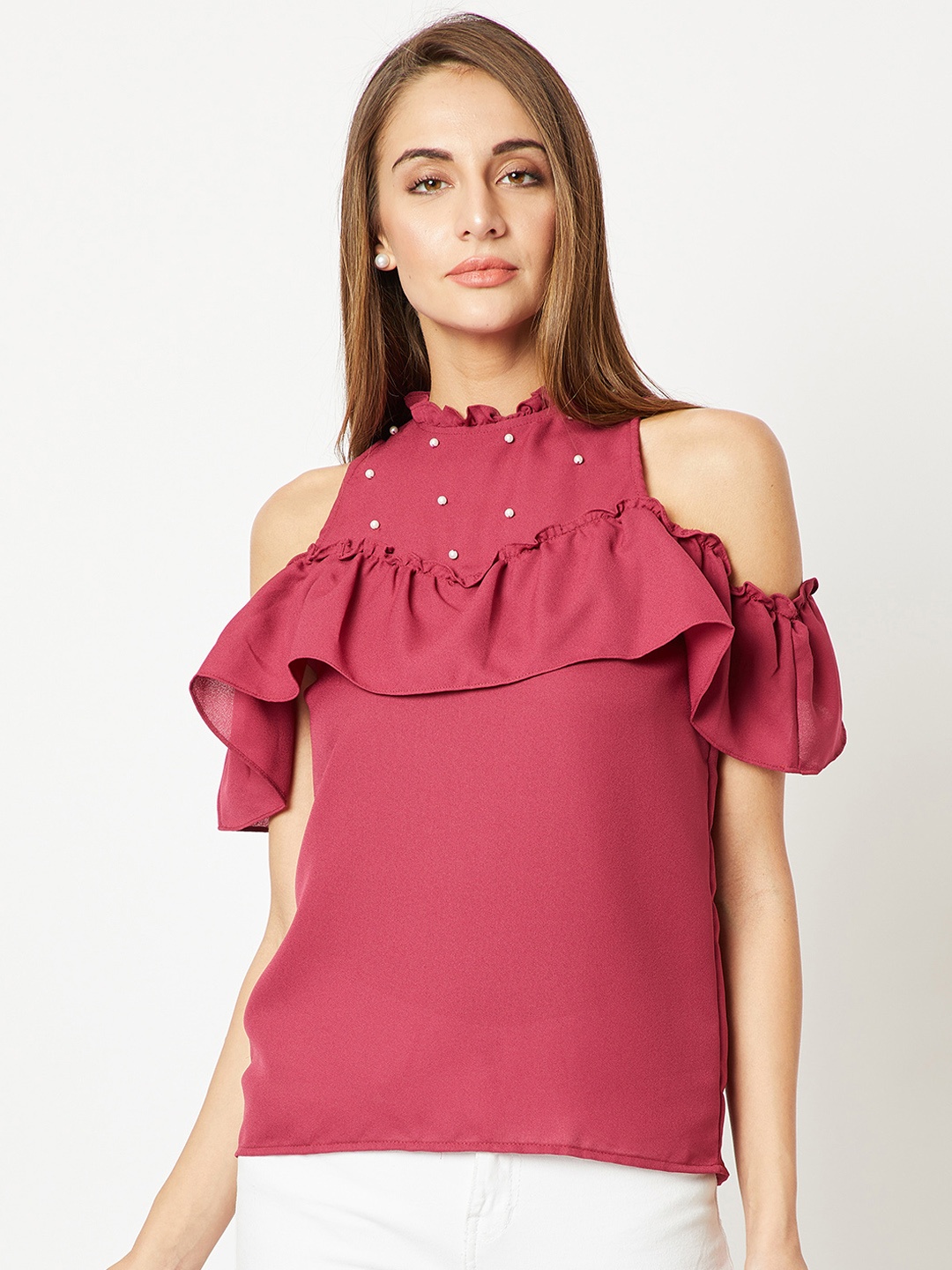 

Miss Chase Women Magenta Embellished Top