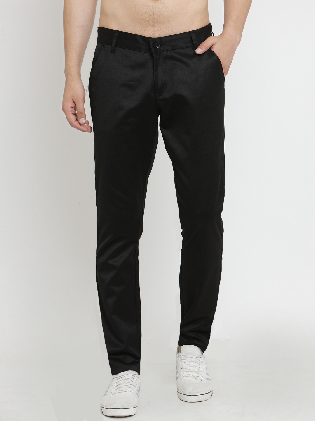 

JAINISH Men Black Smart Slim Fit Solid Chinos