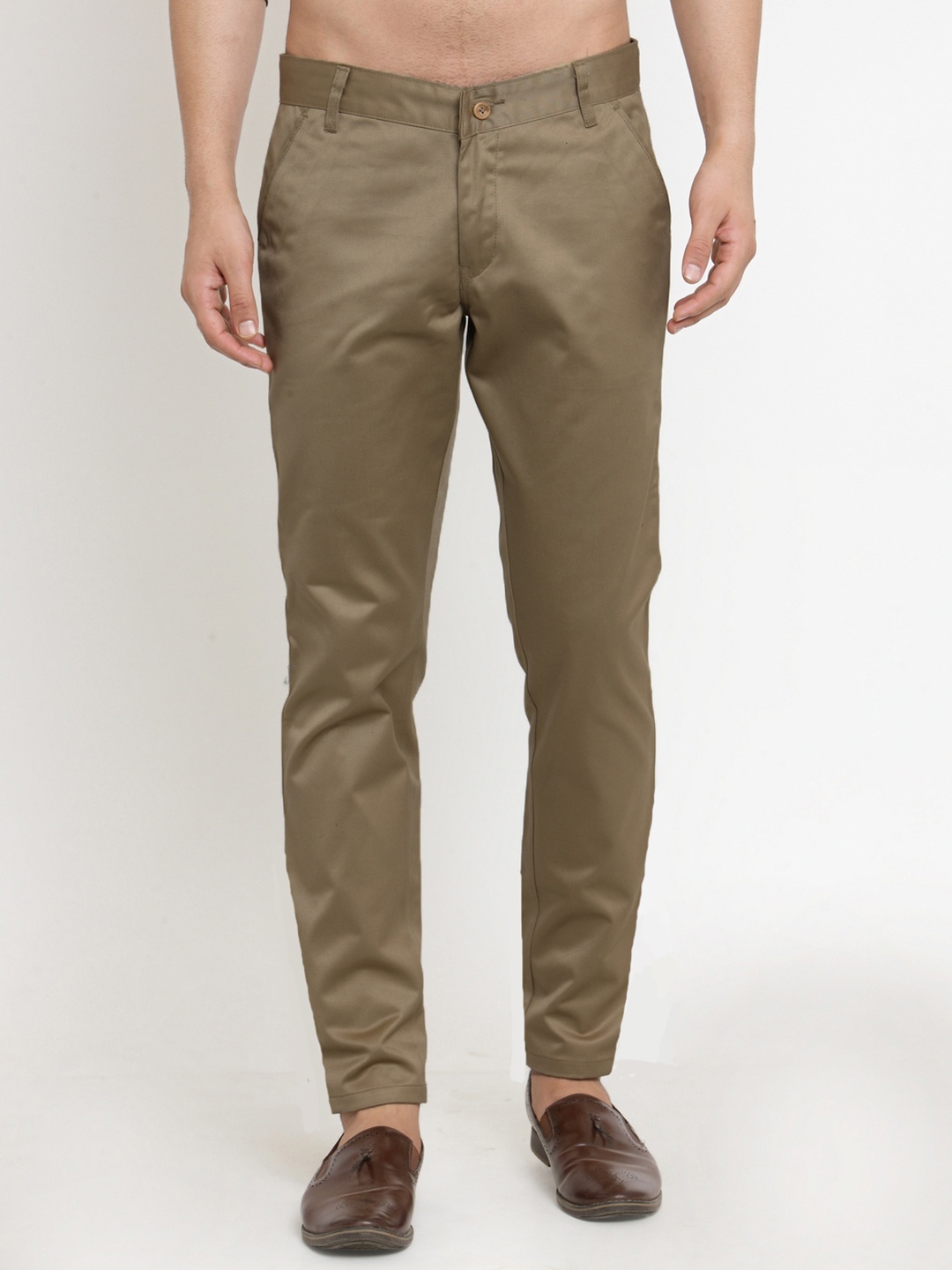 

JAINISH Men Khaki Smart Slim Fit Solid Chinos