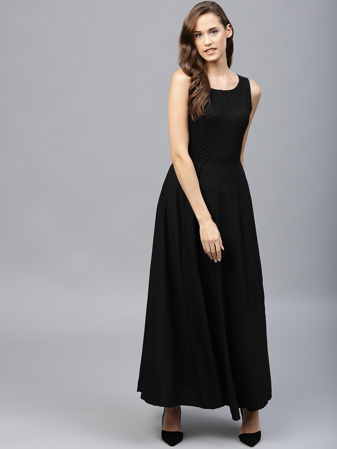 

Tokyo Talkies Black Lace Up Maxi Dress