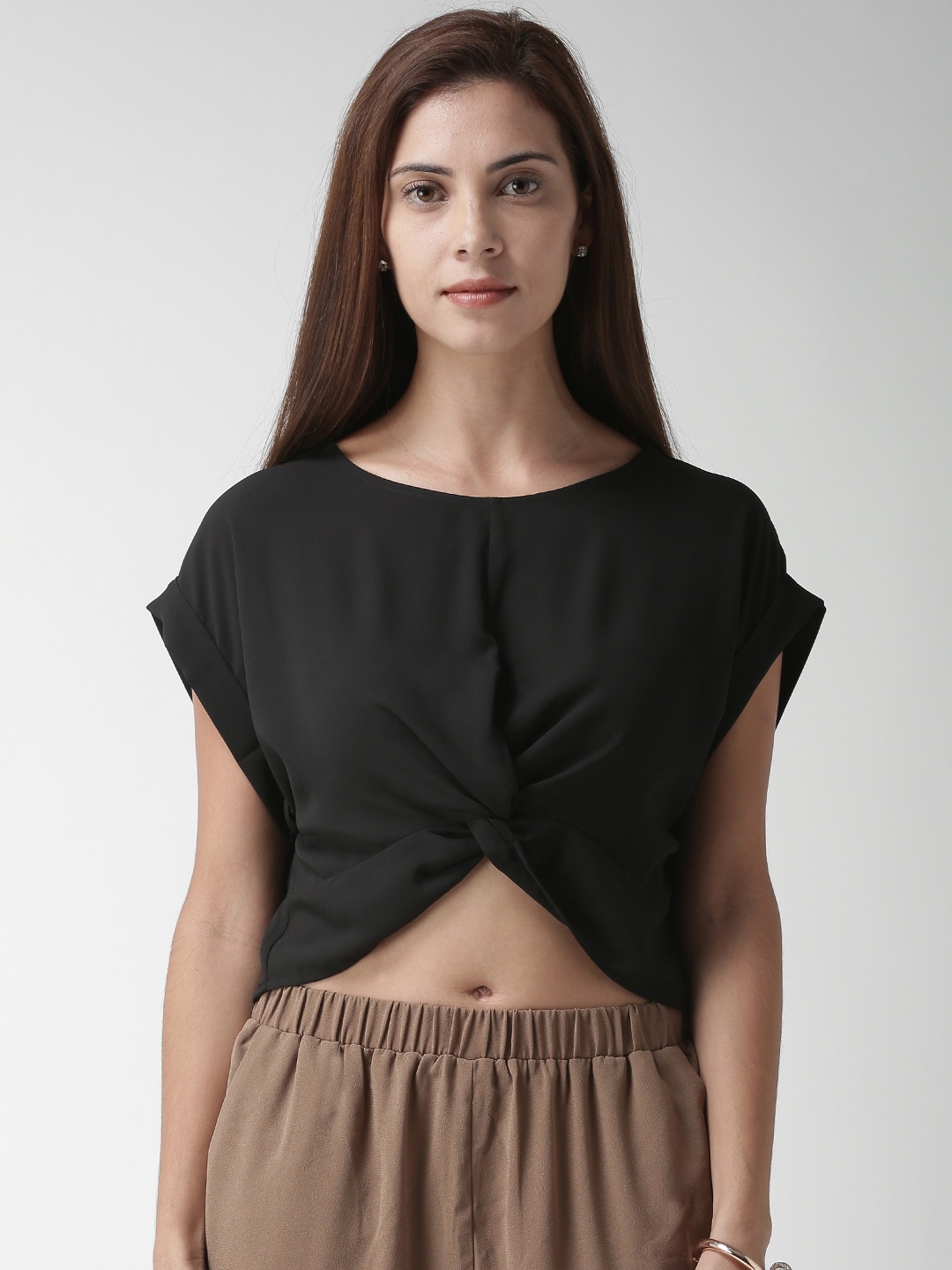 

FOREVER 21 Women Black Solid Top